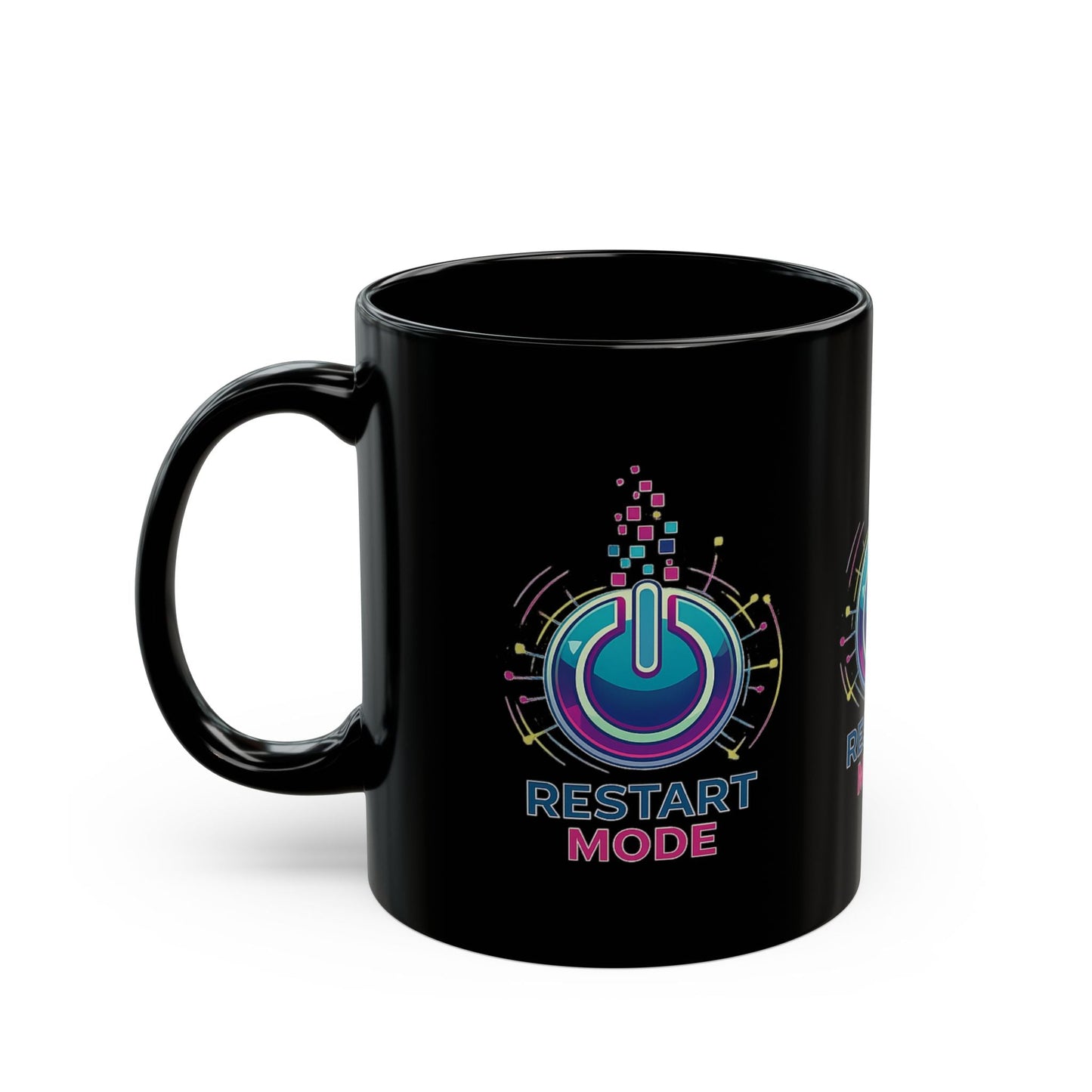 Restart Mode Black Mug | Positive Lifestyle Coffee Mug | Triple Print Ceramic Mug | Work-Life Balance Gift | 11oz Mug - SJM Print Store