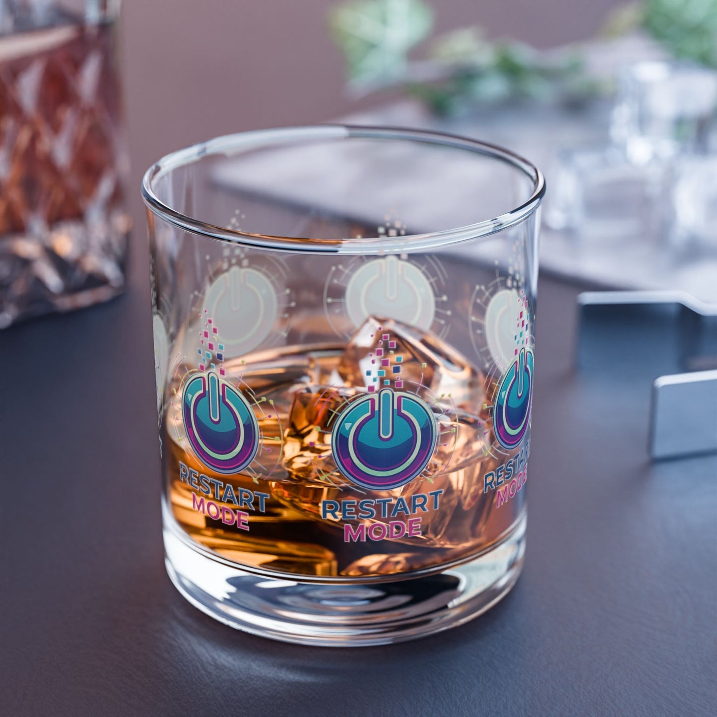Restart Mode Glass Tumbler | Wrap Around Drinking Glass | Modern Lifestyle Glass | Everyday Water Glass | 10oz Glass - SJM Print Store
