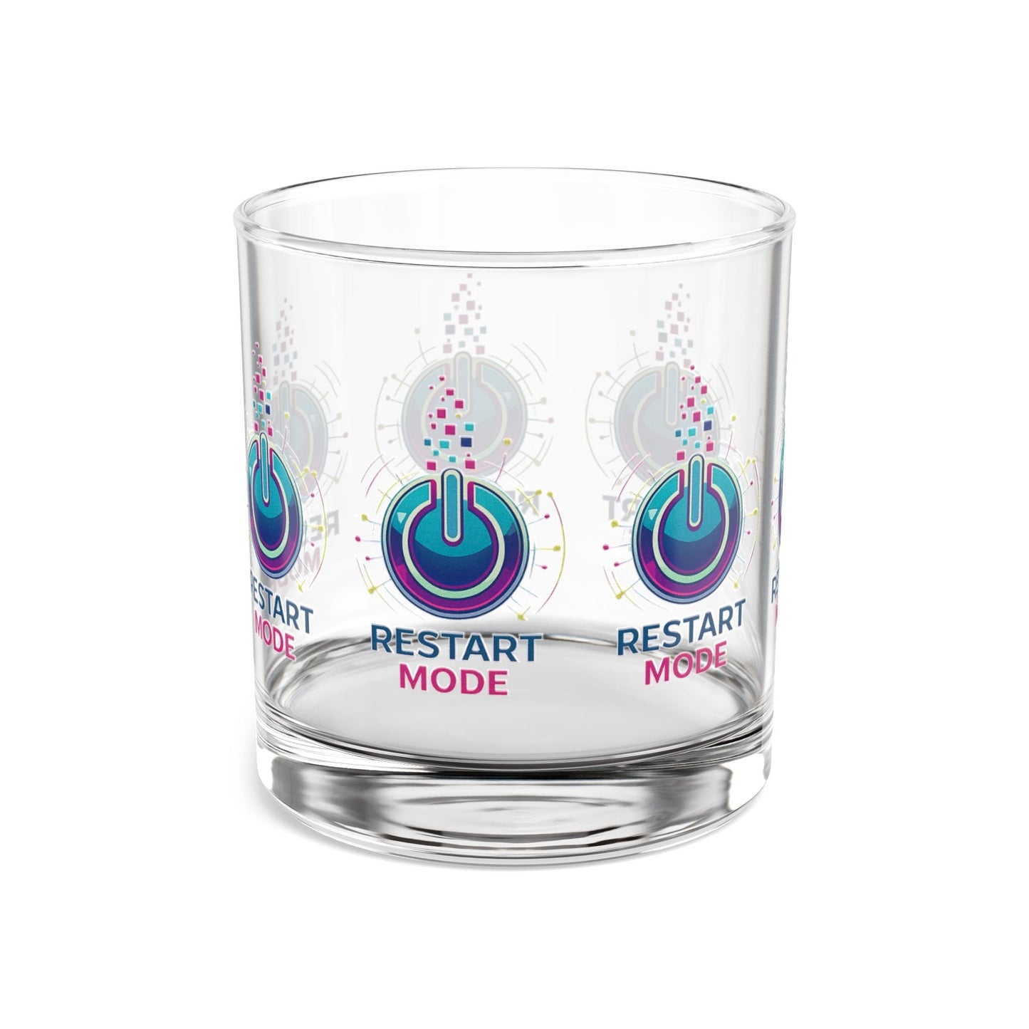 Restart Mode Glass Tumbler | Wrap Around Drinking Glass | Modern Lifestyle Glass | Everyday Water Glass | 10oz Glass - SJM Print Store