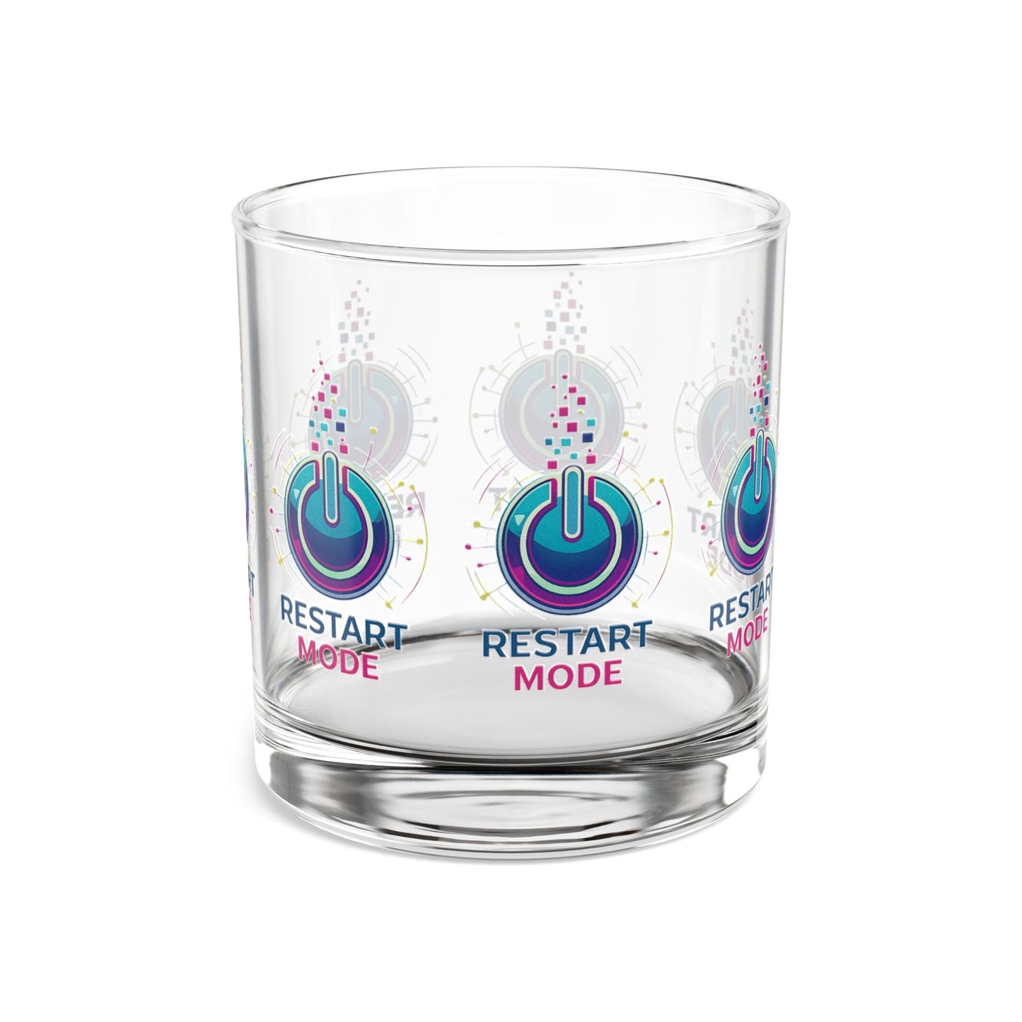Restart Mode Glass Tumbler | Wrap Around Drinking Glass | Modern Lifestyle Glass | Everyday Water Glass | 10oz Glass - SJM Print Store