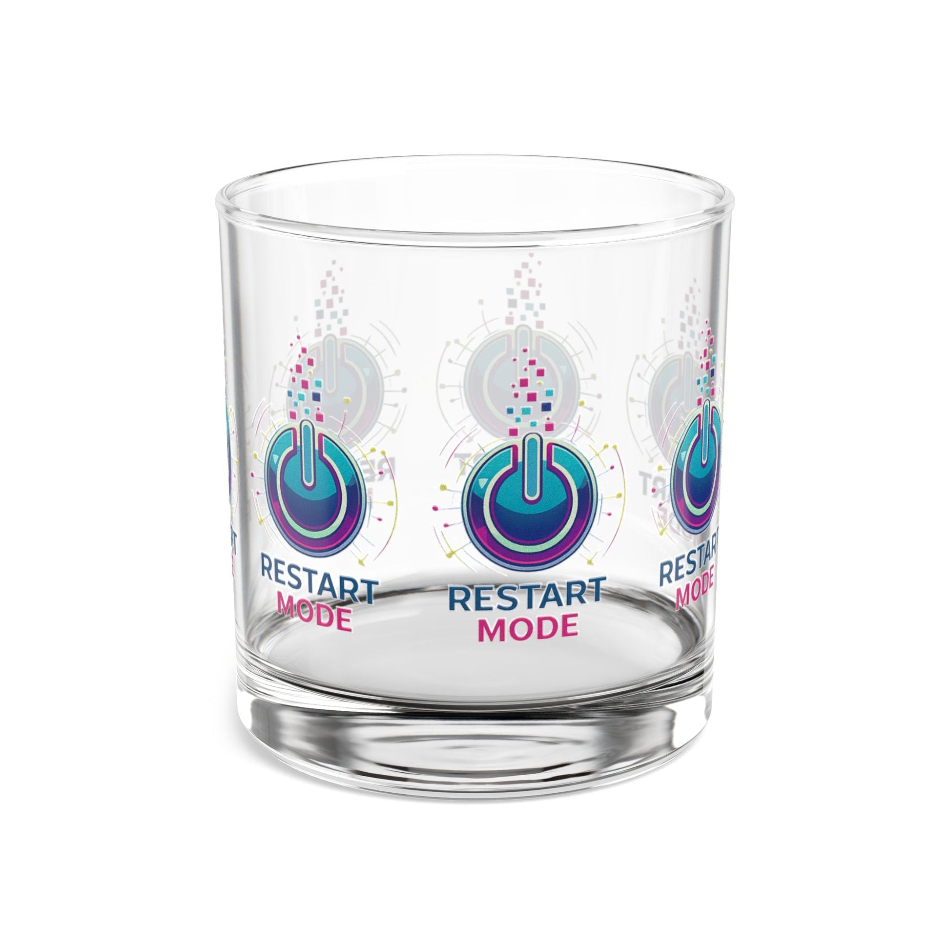 Restart Mode Glass Tumbler | Wrap Around Drinking Glass | Modern Lifestyle Glass | Everyday Water Glass | 10oz Glass - SJM Print Store