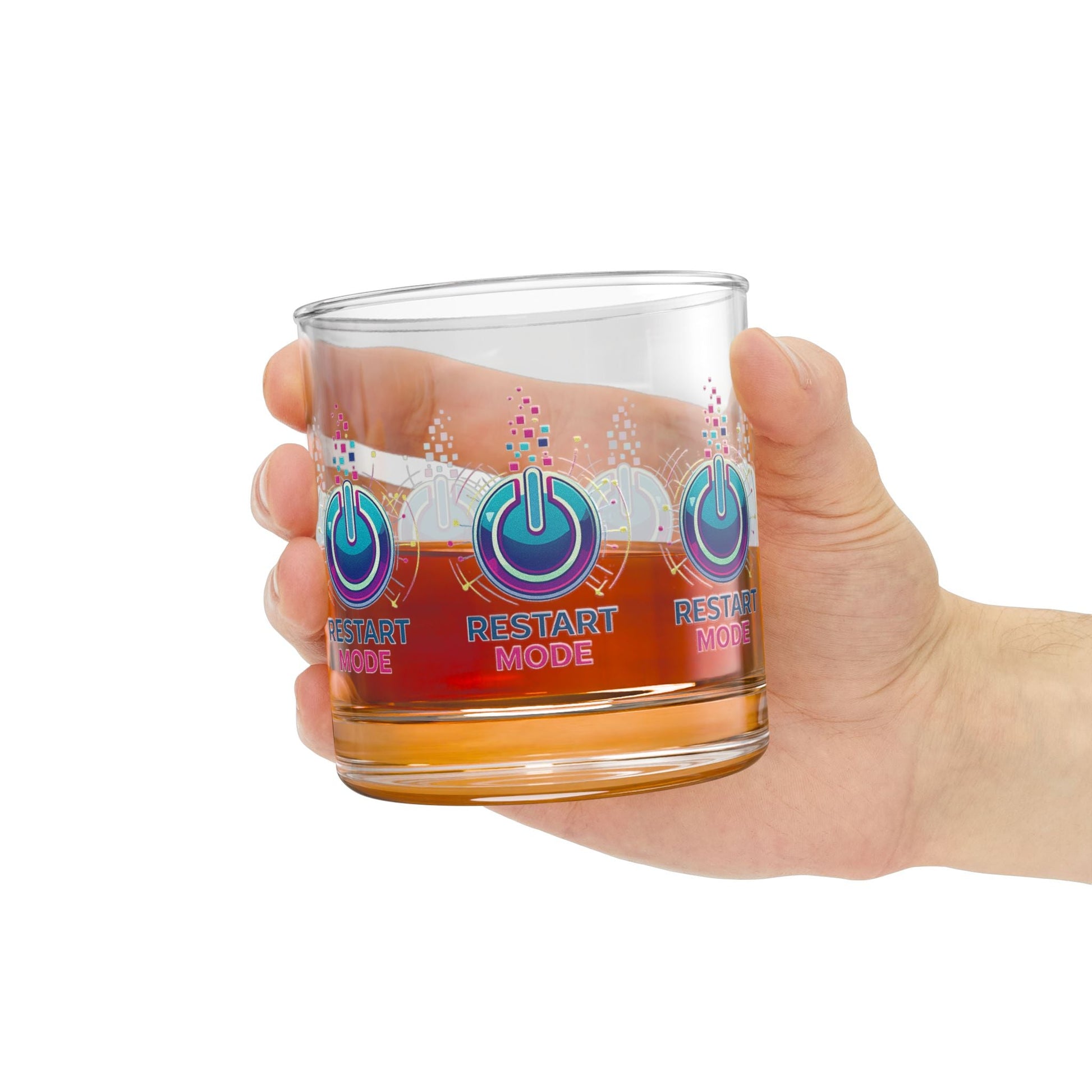 Restart Mode Glass Tumbler | Wrap Around Drinking Glass | Modern Lifestyle Glass | Everyday Water Glass | 10oz Glass - SJM Print Store