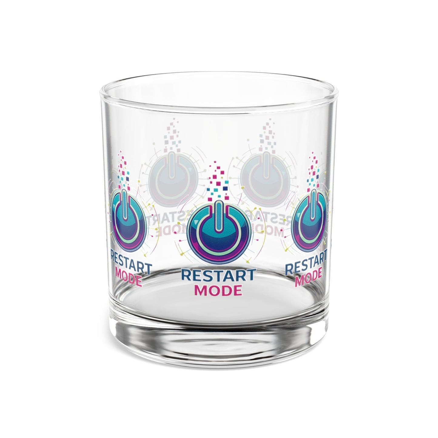 Restart Mode Glass Tumbler | Wrap Around Drinking Glass | Modern Lifestyle Glass | Everyday Water Glass | 10oz Glass - SJM Print Store