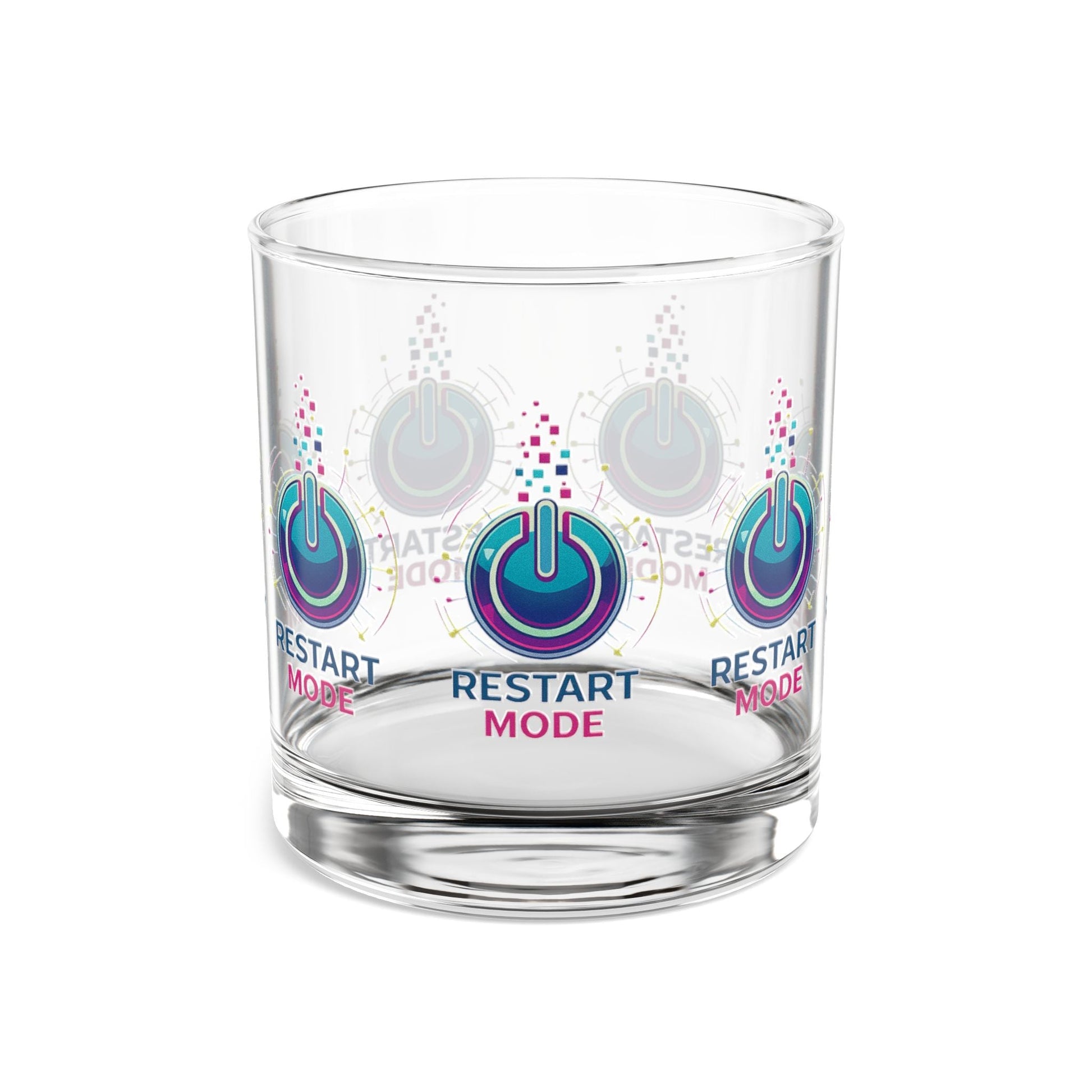 Restart Mode Glass Tumbler | Wrap Around Drinking Glass | Modern Lifestyle Glass | Everyday Water Glass | 10oz Glass - SJM Print Store