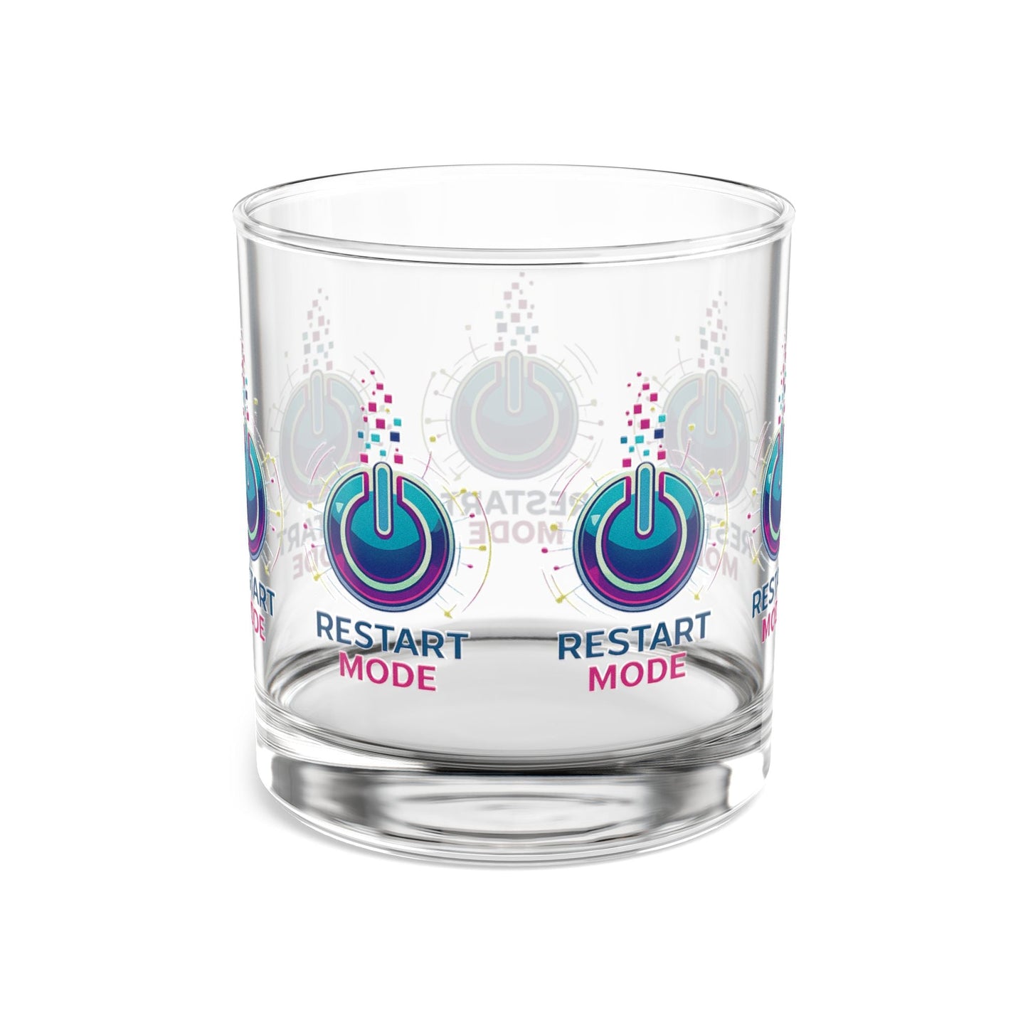 Restart Mode Glass Tumbler | Wrap Around Drinking Glass | Modern Lifestyle Glass | Everyday Water Glass | 10oz Glass - SJM Print Store