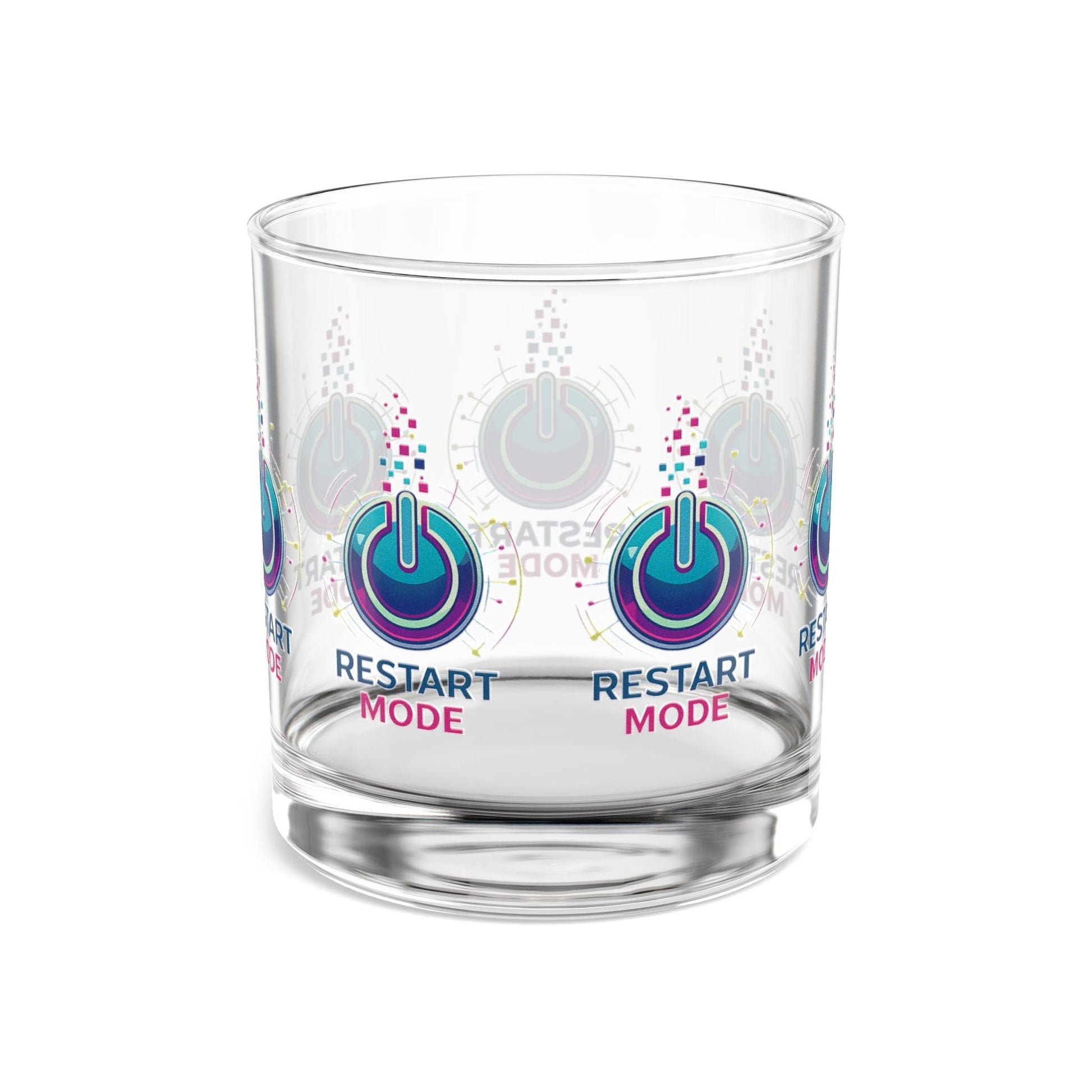 Restart Mode Glass Tumbler | Wrap Around Drinking Glass | Modern Lifestyle Glass | Everyday Water Glass | 10oz Glass - SJM Print Store
