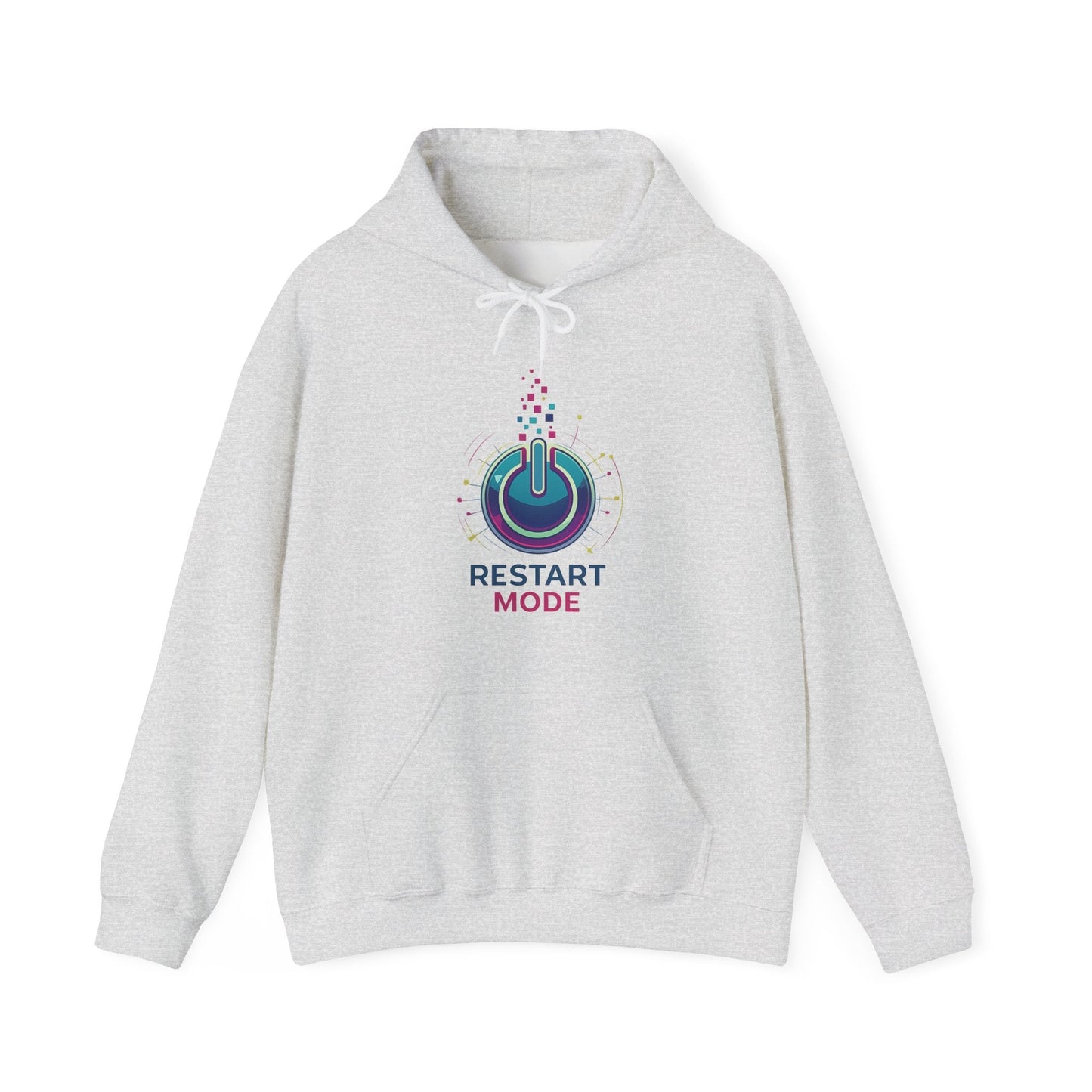 Restart Mode Hoodie | Unisex Graphic Hoodie | Positive Lifestyle Hoodie | Tech Inspired Sweatshirt | Everyday Comfort - SJM Print Store