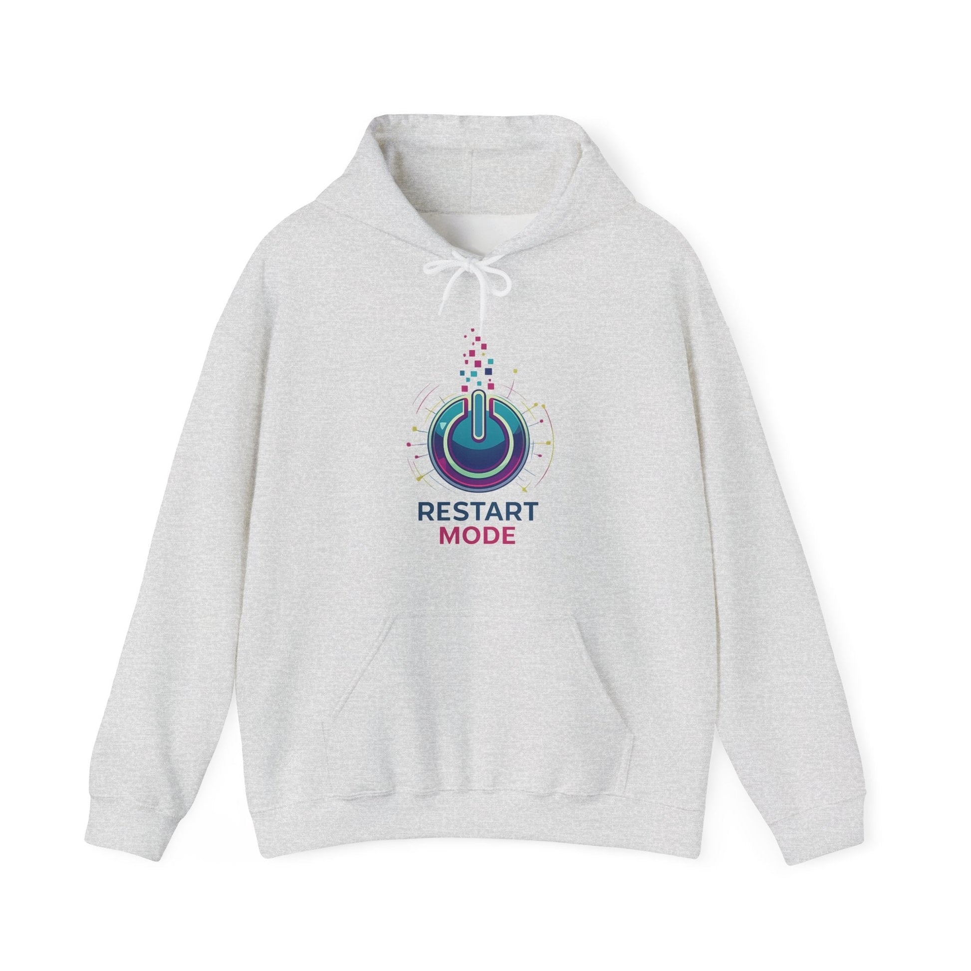 Restart Mode Hoodie | Unisex Graphic Hoodie | Positive Lifestyle Hoodie | Tech Inspired Sweatshirt | Everyday Comfort - SJM Print Store
