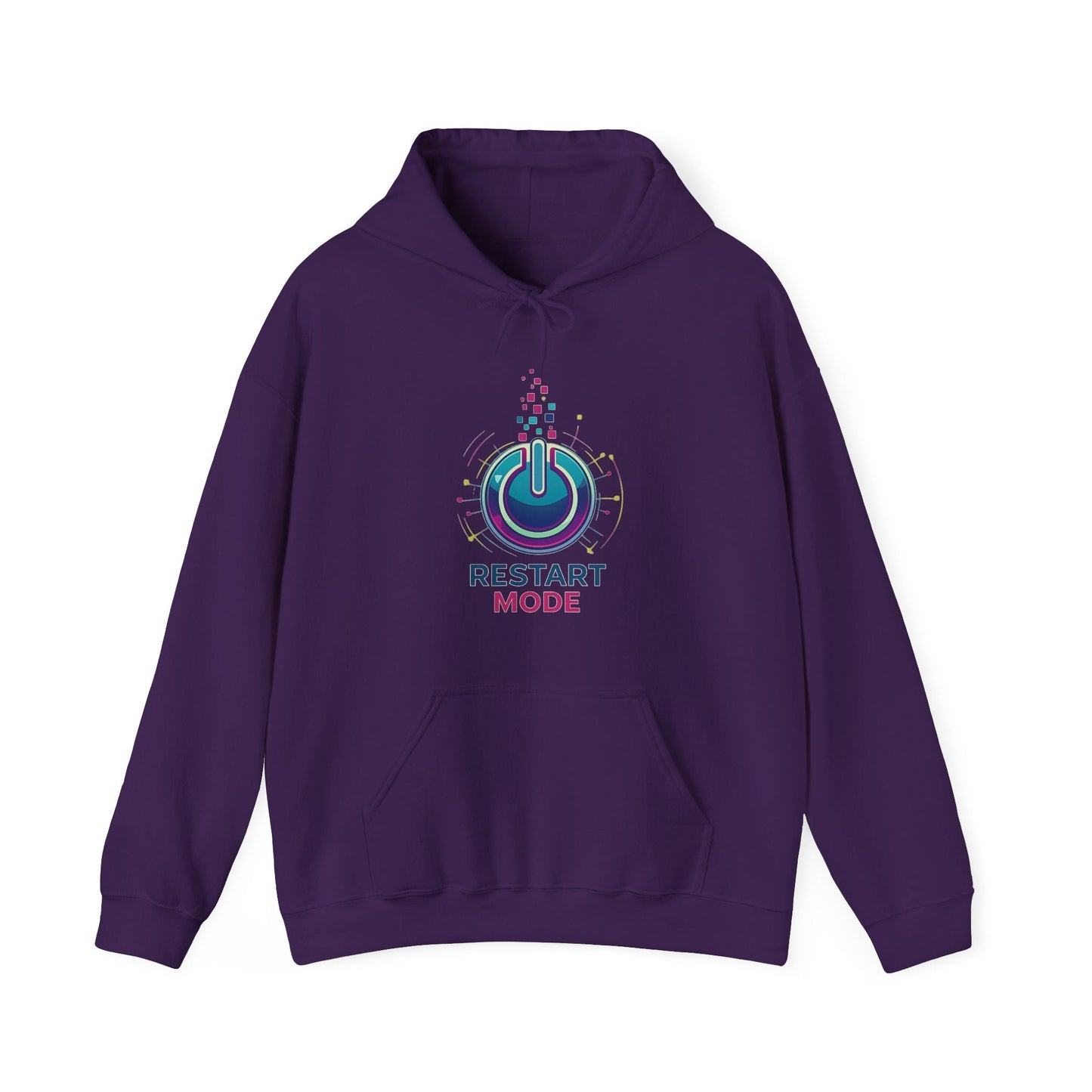 Restart Mode Hoodie | Unisex Graphic Hoodie | Positive Lifestyle Hoodie | Tech Inspired Sweatshirt | Everyday Comfort - SJM Print Store