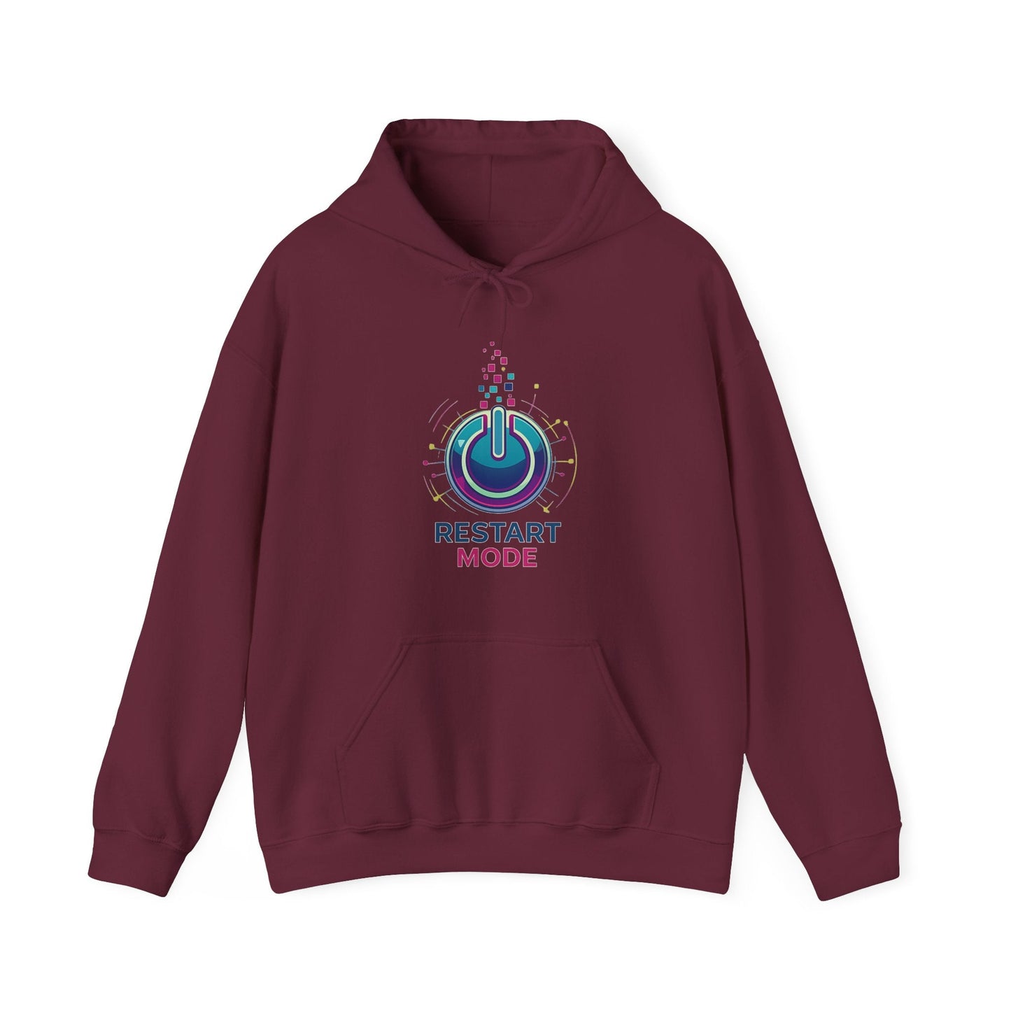 Restart Mode Hoodie | Unisex Graphic Hoodie | Positive Lifestyle Hoodie | Tech Inspired Sweatshirt | Everyday Comfort - SJM Print Store