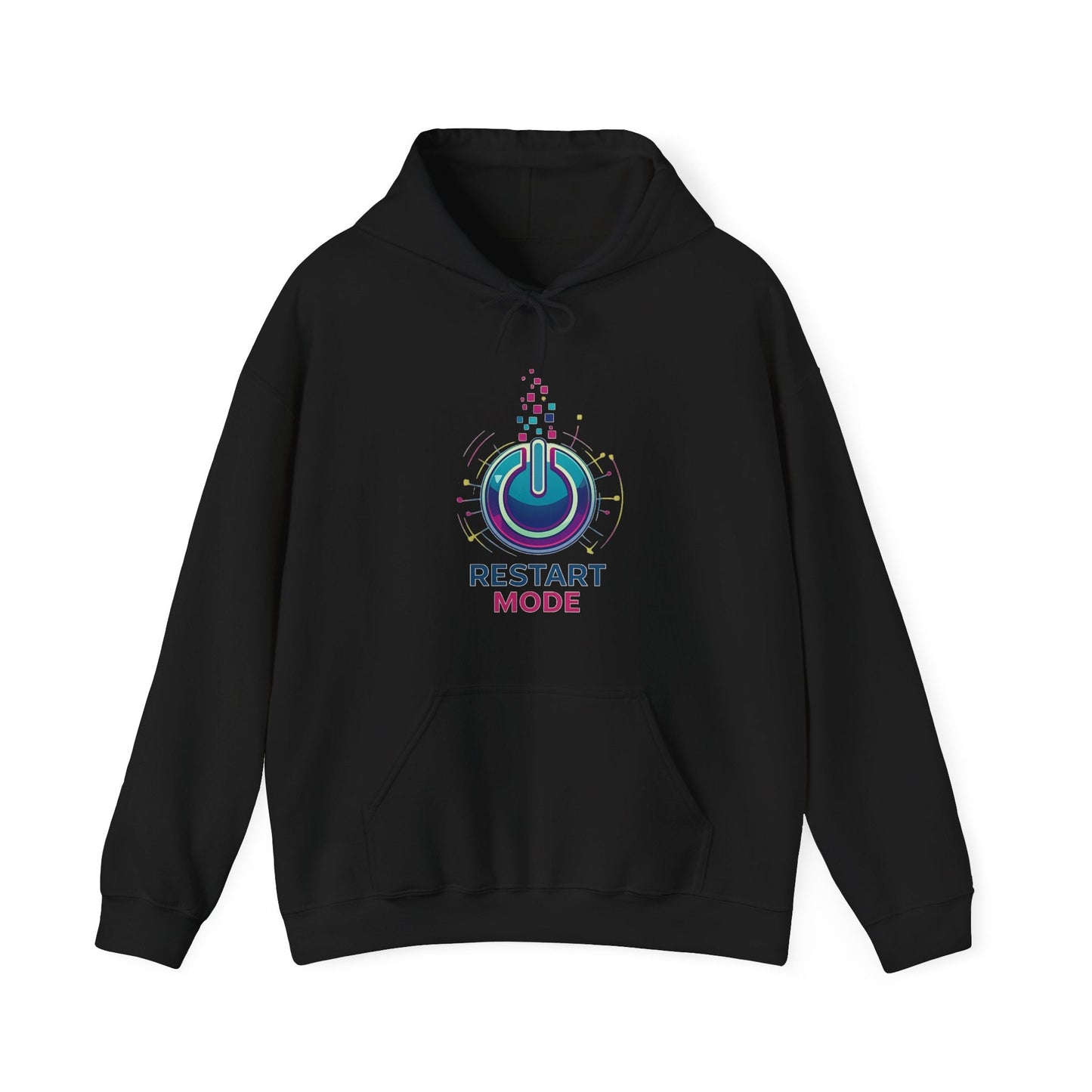 Restart Mode Hoodie | Unisex Graphic Hoodie | Positive Lifestyle Hoodie | Tech Inspired Sweatshirt | Everyday Comfort - SJM Print Store
