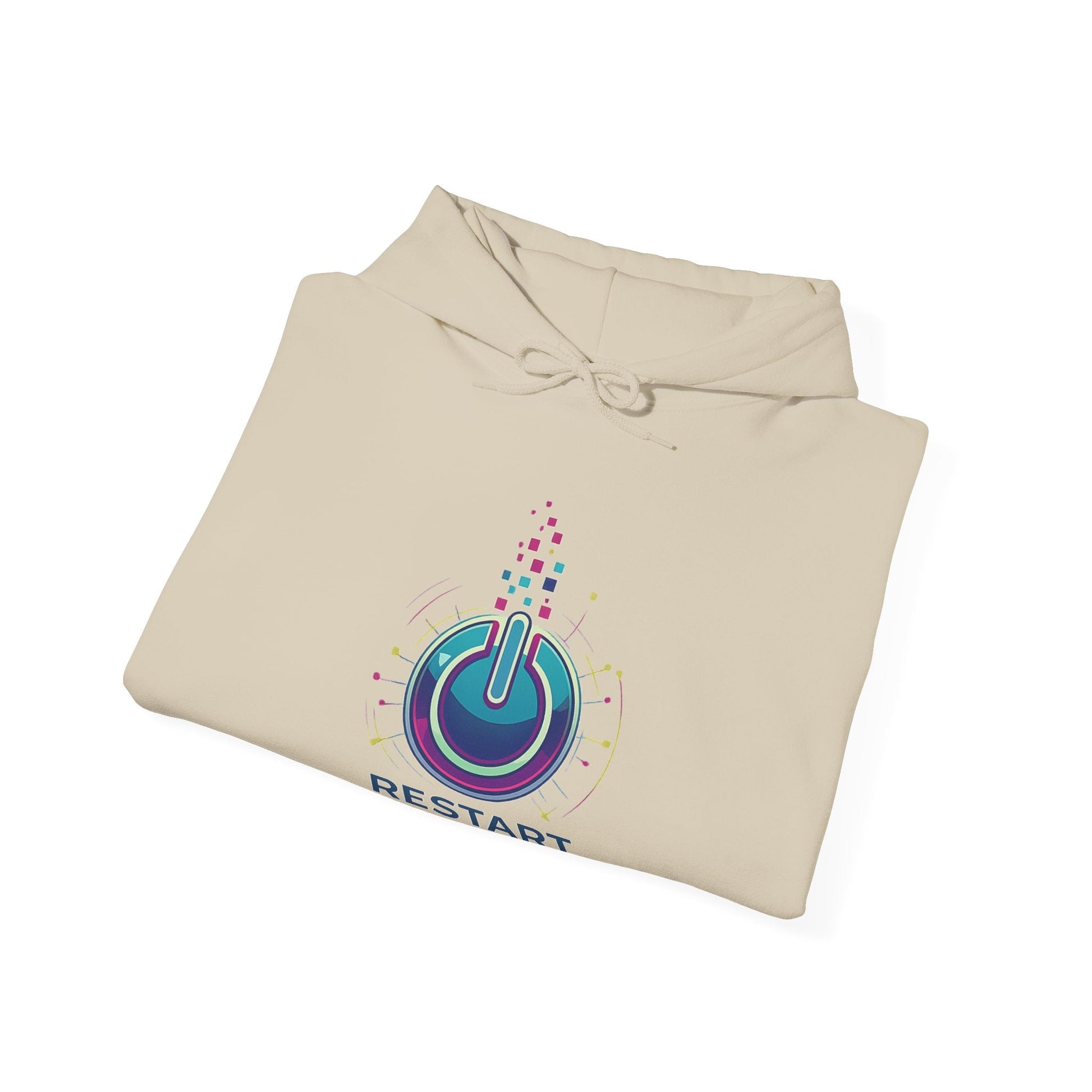 Restart Mode Hoodie | Unisex Graphic Hoodie | Positive Lifestyle Hoodie | Tech Inspired Sweatshirt | Everyday Comfort - SJM Print Store