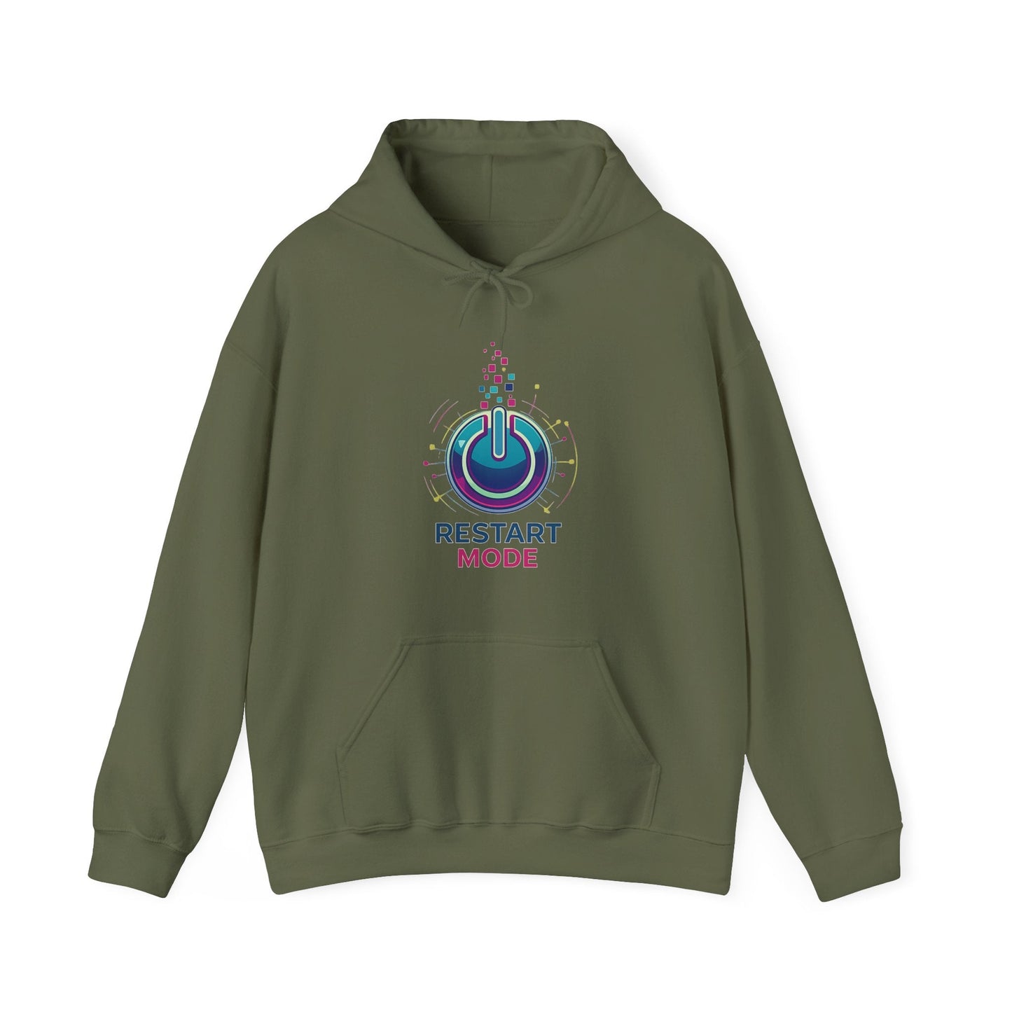 Restart Mode Hoodie | Unisex Graphic Hoodie | Positive Lifestyle Hoodie | Tech Inspired Sweatshirt | Everyday Comfort - SJM Print Store