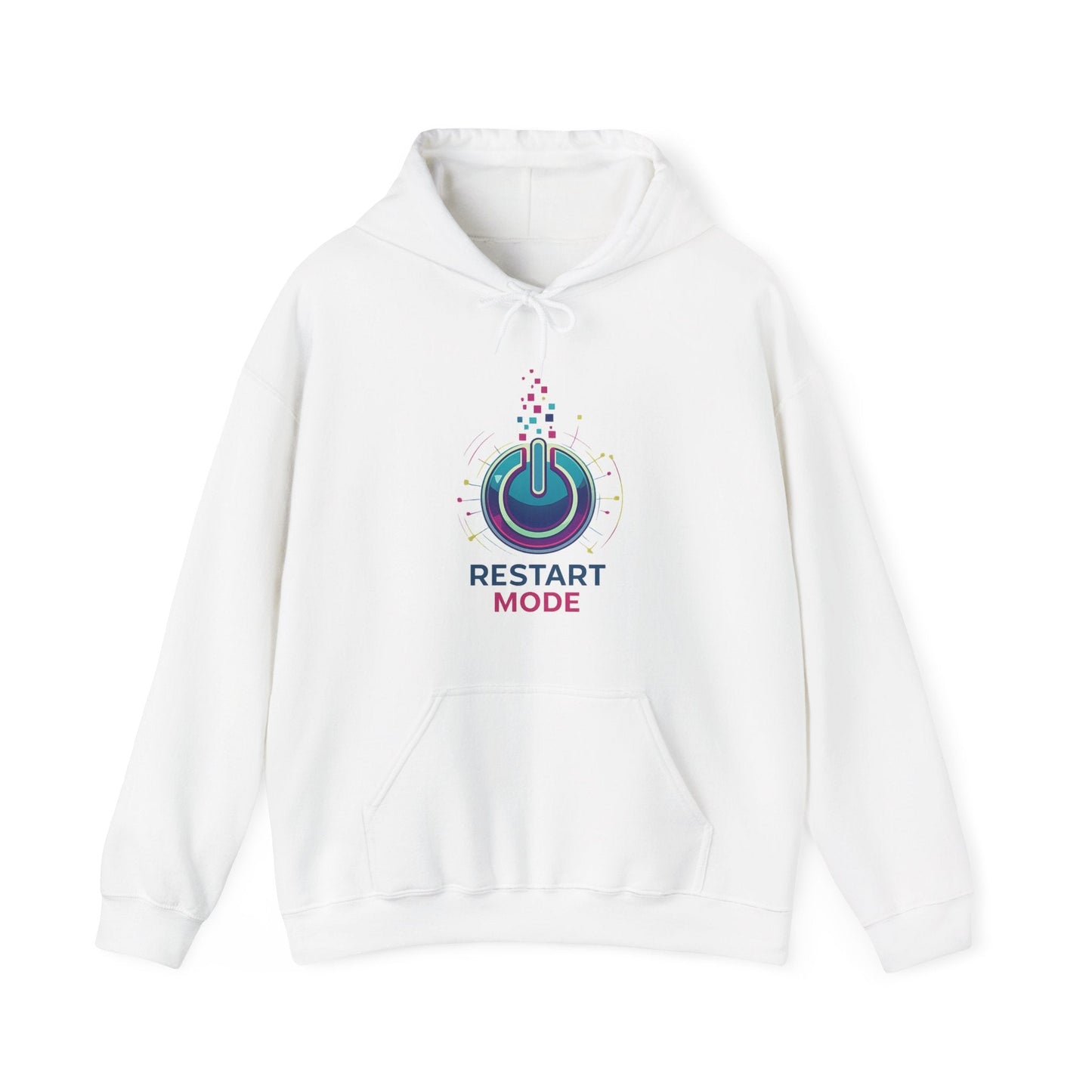 Restart Mode Hoodie | Unisex Graphic Hoodie | Positive Lifestyle Hoodie | Tech Inspired Sweatshirt | Everyday Comfort - SJM Print Store