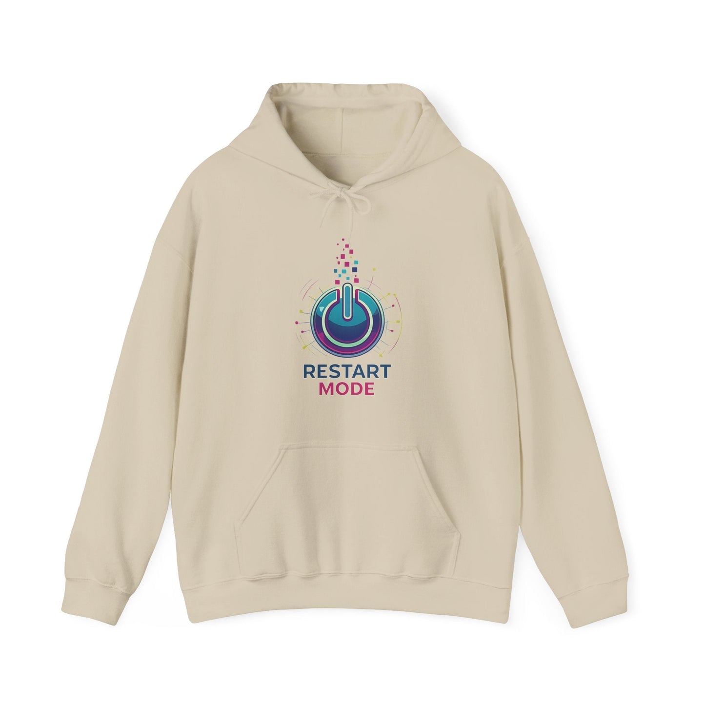 Restart Mode Hoodie | Unisex Graphic Hoodie | Positive Lifestyle Hoodie | Tech Inspired Sweatshirt | Everyday Comfort - SJM Print Store