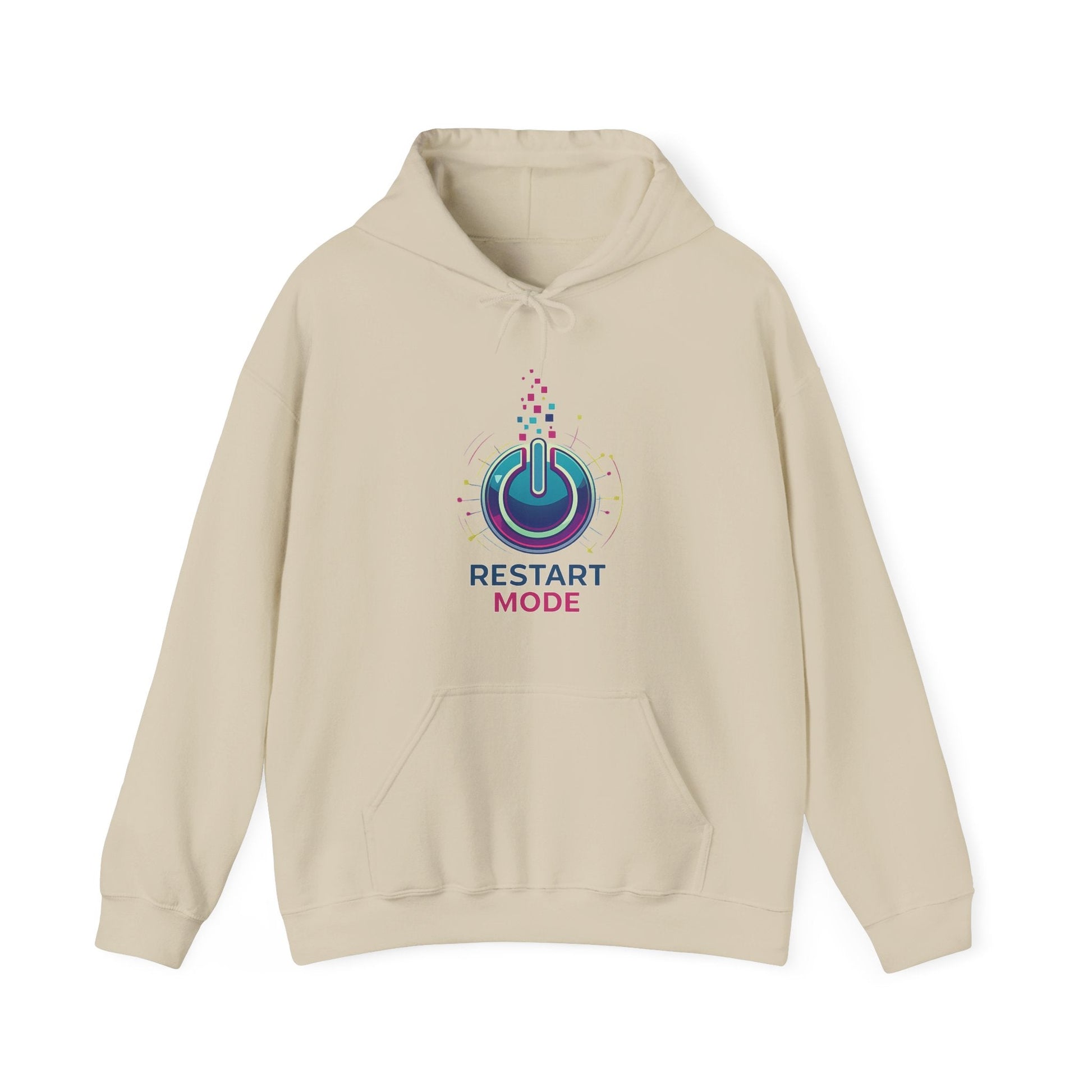 Restart Mode Hoodie | Unisex Graphic Hoodie | Positive Lifestyle Hoodie | Tech Inspired Sweatshirt | Everyday Comfort - SJM Print Store