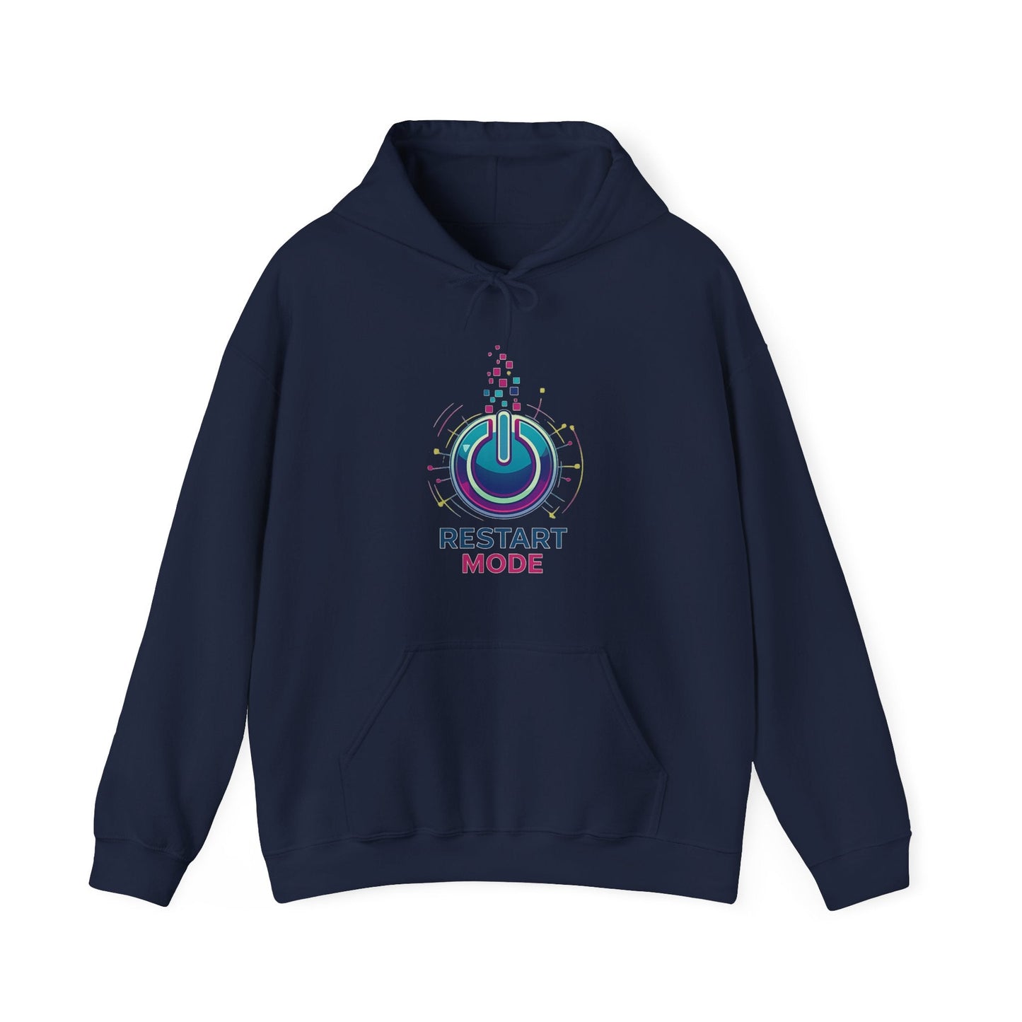 Restart Mode Hoodie | Unisex Graphic Hoodie | Positive Lifestyle Hoodie | Tech Inspired Sweatshirt | Everyday Comfort - SJM Print Store