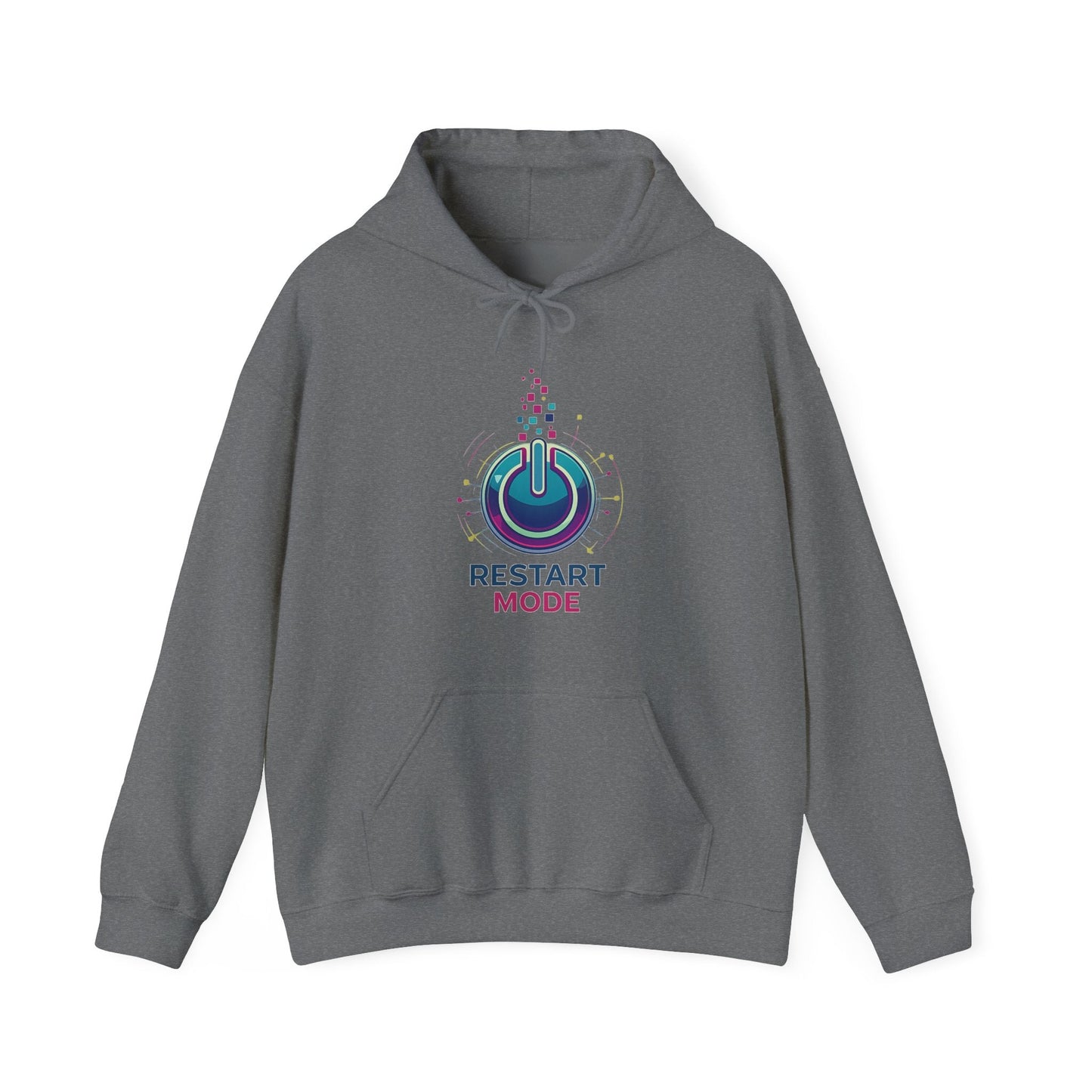 Restart Mode Hoodie | Unisex Graphic Hoodie | Positive Lifestyle Hoodie | Tech Inspired Sweatshirt | Everyday Comfort - SJM Print Store