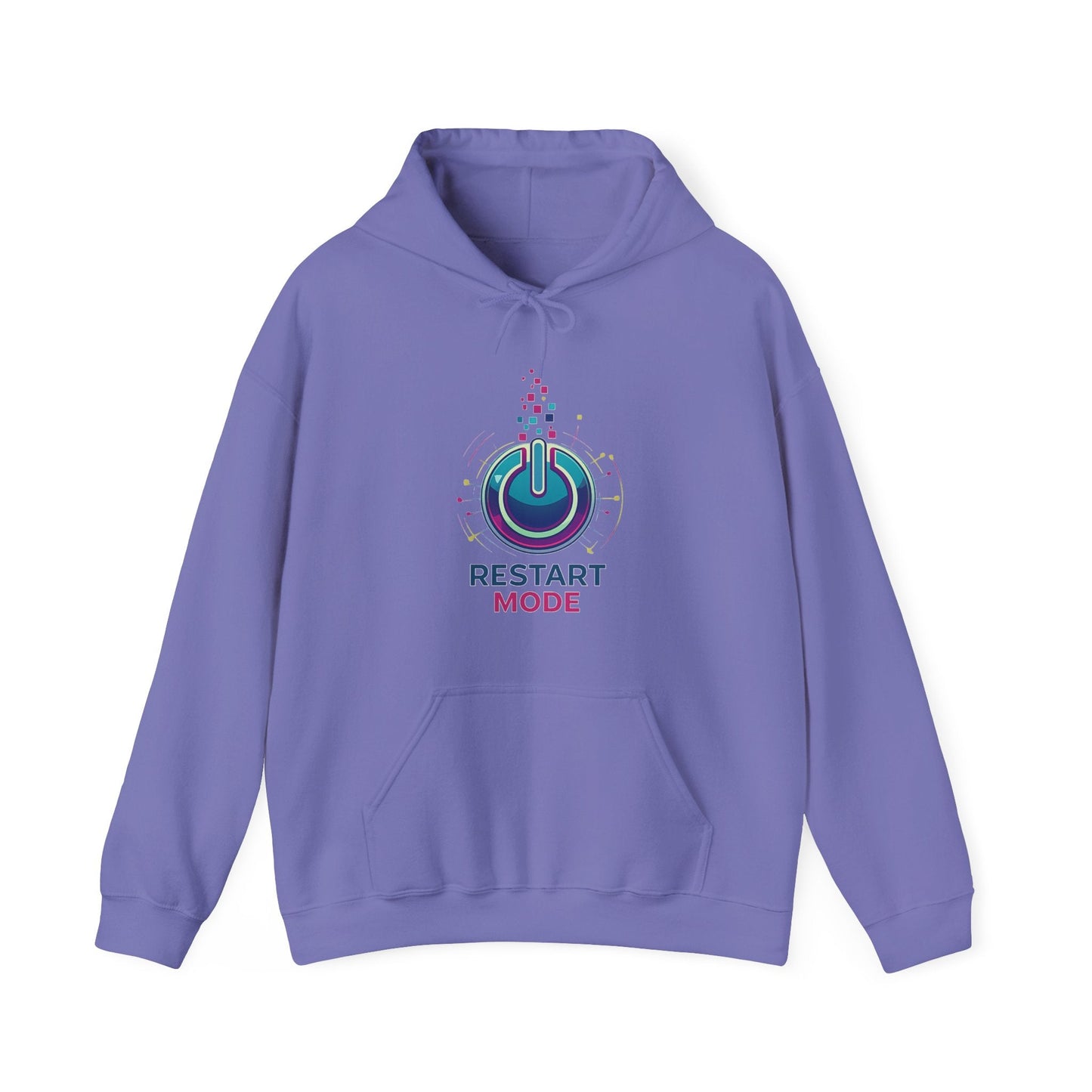 Restart Mode Hoodie | Unisex Graphic Hoodie | Positive Lifestyle Hoodie | Tech Inspired Sweatshirt | Everyday Comfort - SJM Print Store