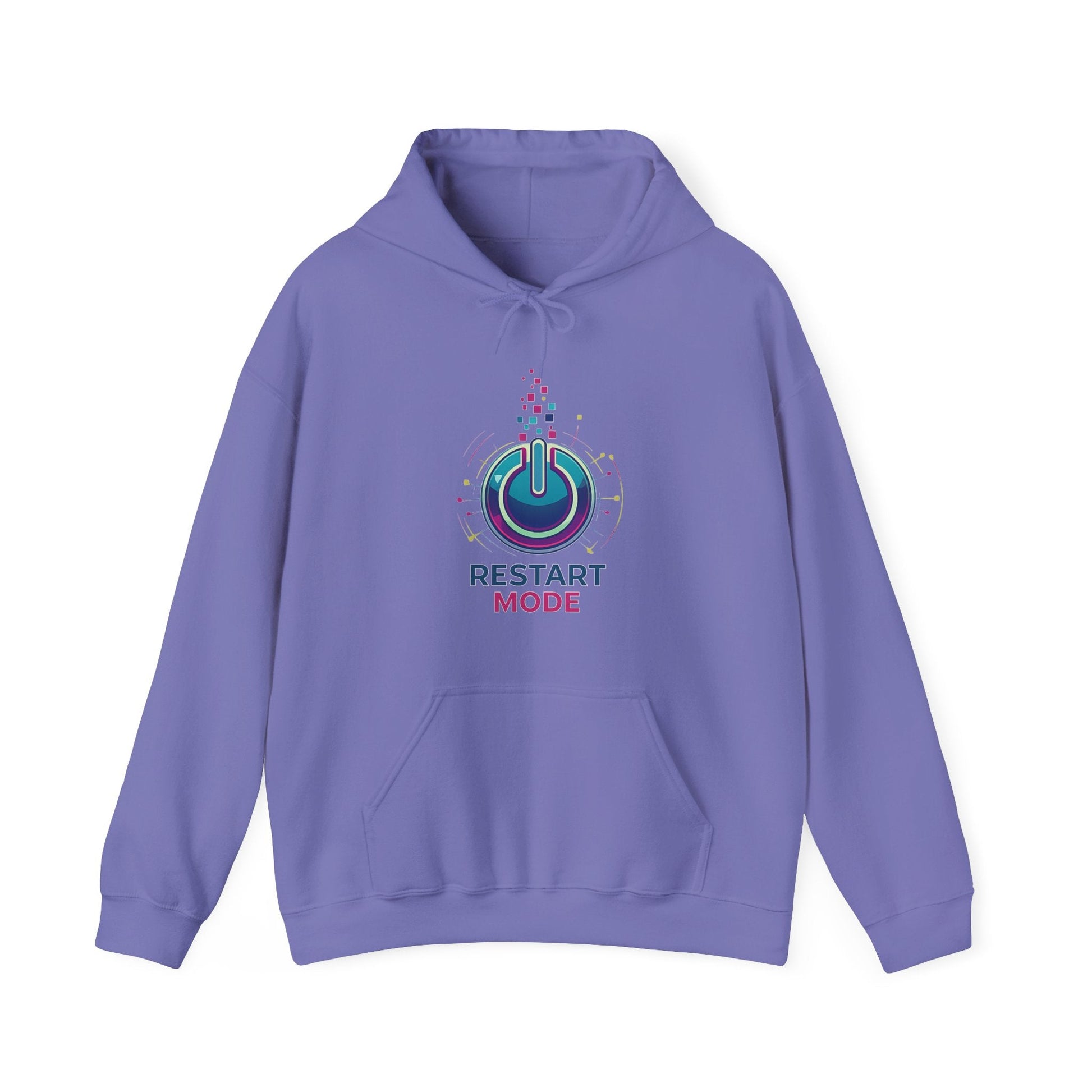 Restart Mode Hoodie | Unisex Graphic Hoodie | Positive Lifestyle Hoodie | Tech Inspired Sweatshirt | Everyday Comfort - SJM Print Store