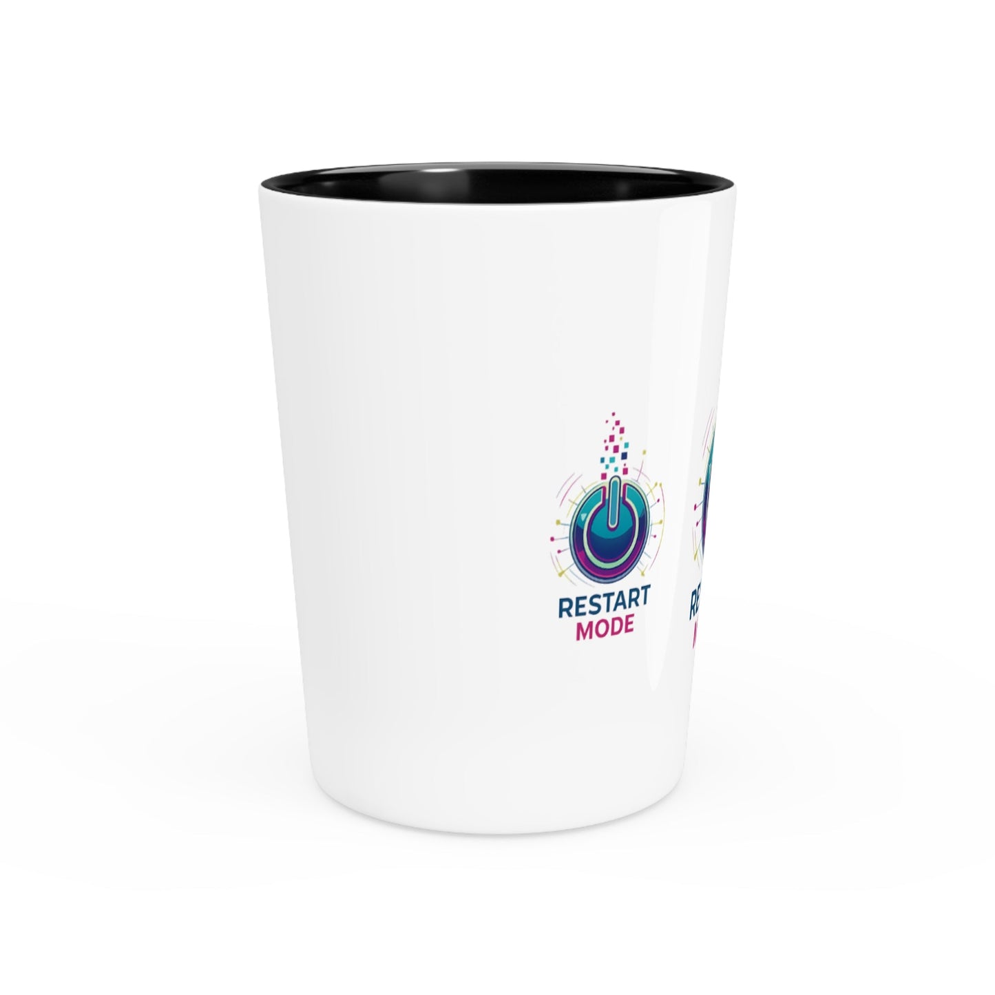 Restart Mode Shot Glass | Funny Party Shot Glass | Colourful Power Button Design | Barware Gift | Double-Sided Style - SJM Print Store