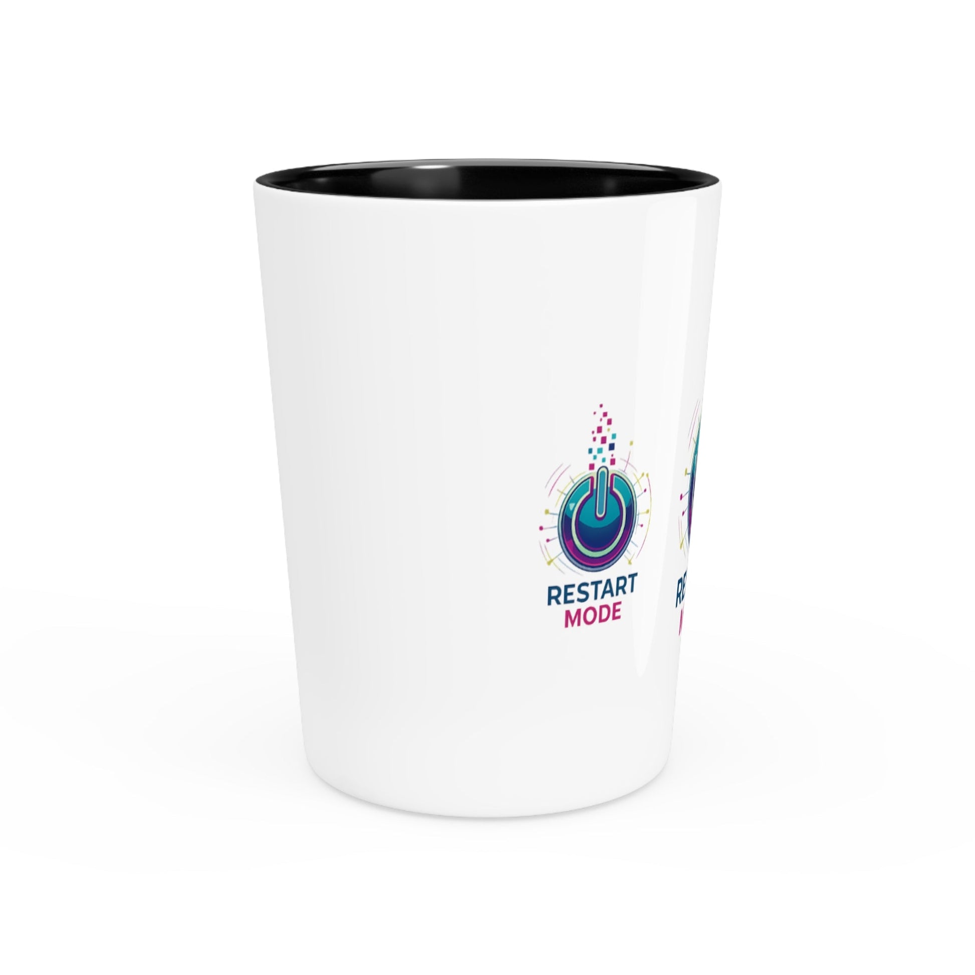Restart Mode Shot Glass | Funny Party Shot Glass | Colourful Power Button Design | Barware Gift | Double-Sided Style - SJM Print Store