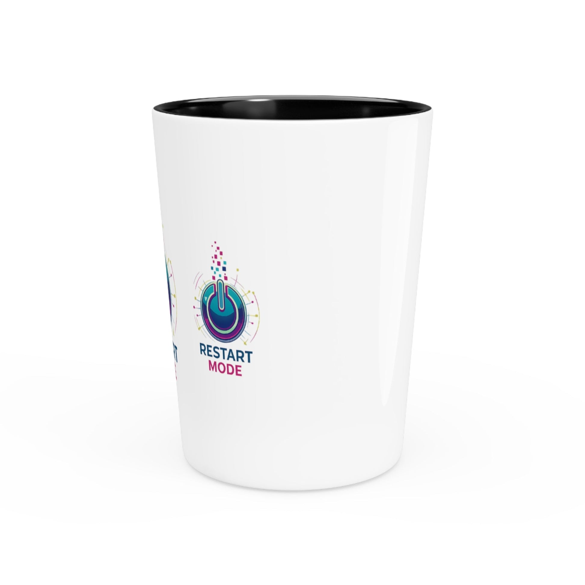 Restart Mode Shot Glass | Funny Party Shot Glass | Colourful Power Button Design | Barware Gift | Double-Sided Style - SJM Print Store