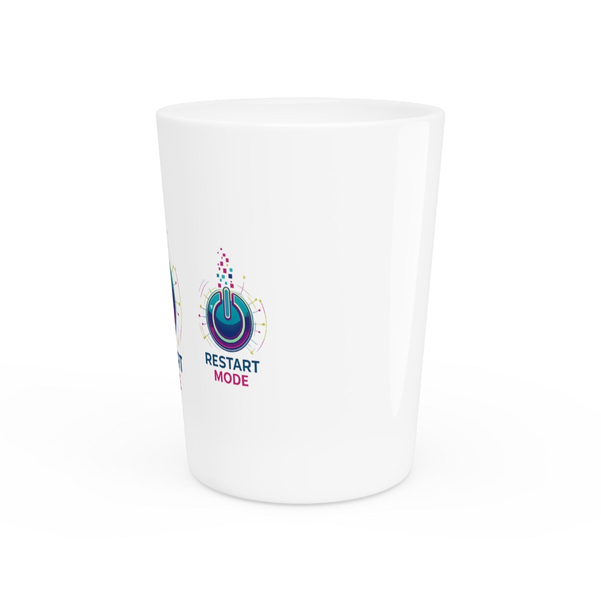 Restart Mode Shot Glass | Funny Party Shot Glass | Colourful Power Button Design | Barware Gift | Double-Sided Style - SJM Print Store