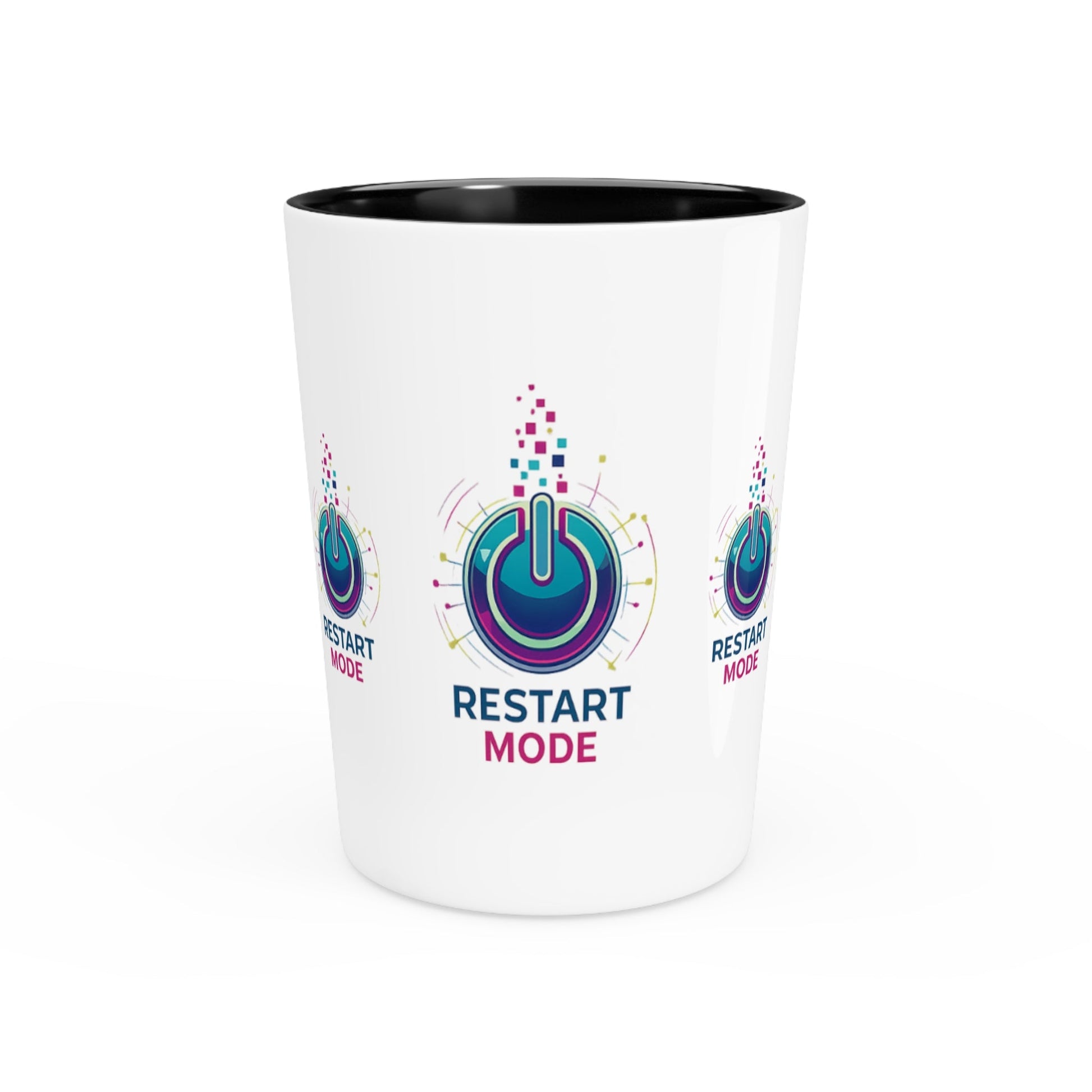 Restart Mode Shot Glass | Funny Party Shot Glass | Colourful Power Button Design | Barware Gift | Double-Sided Style - SJM Print Store