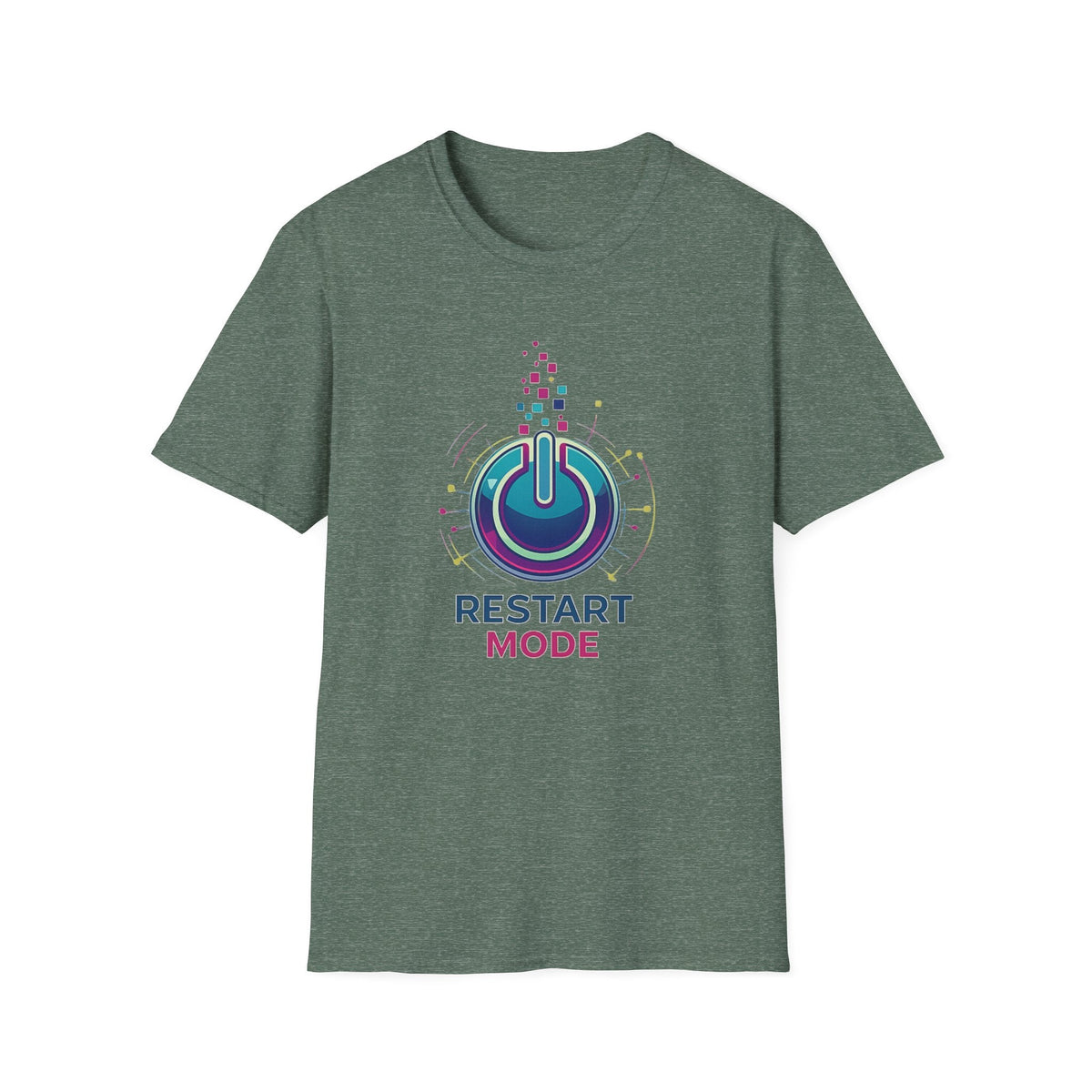 Restart Mode T-Shirt | Positive Lifestyle Graphic Tee | Unisex Casual T-Shirt | Tech Inspired Everyday Shirt | Natural Colour Tee - SJM Print Store