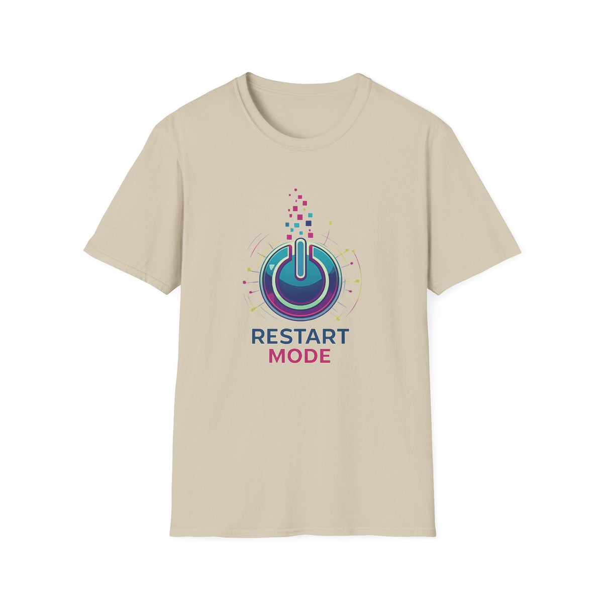 Restart Mode T-Shirt | Positive Lifestyle Graphic Tee | Unisex Casual T-Shirt | Tech Inspired Everyday Shirt | Natural Colour Tee - SJM Print Store
