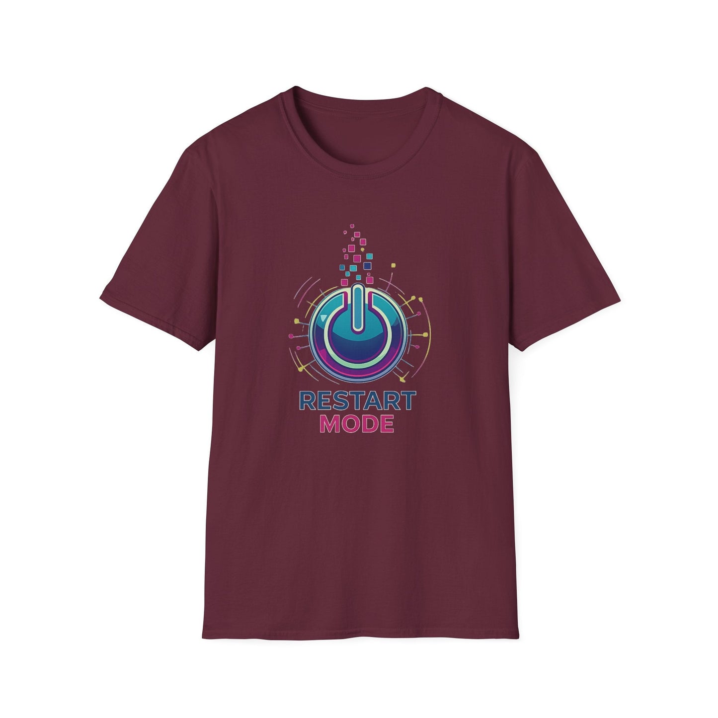Restart Mode T-Shirt | Positive Lifestyle Graphic Tee | Unisex Casual T-Shirt | Tech Inspired Everyday Shirt | Natural Colour Tee - SJM Print Store