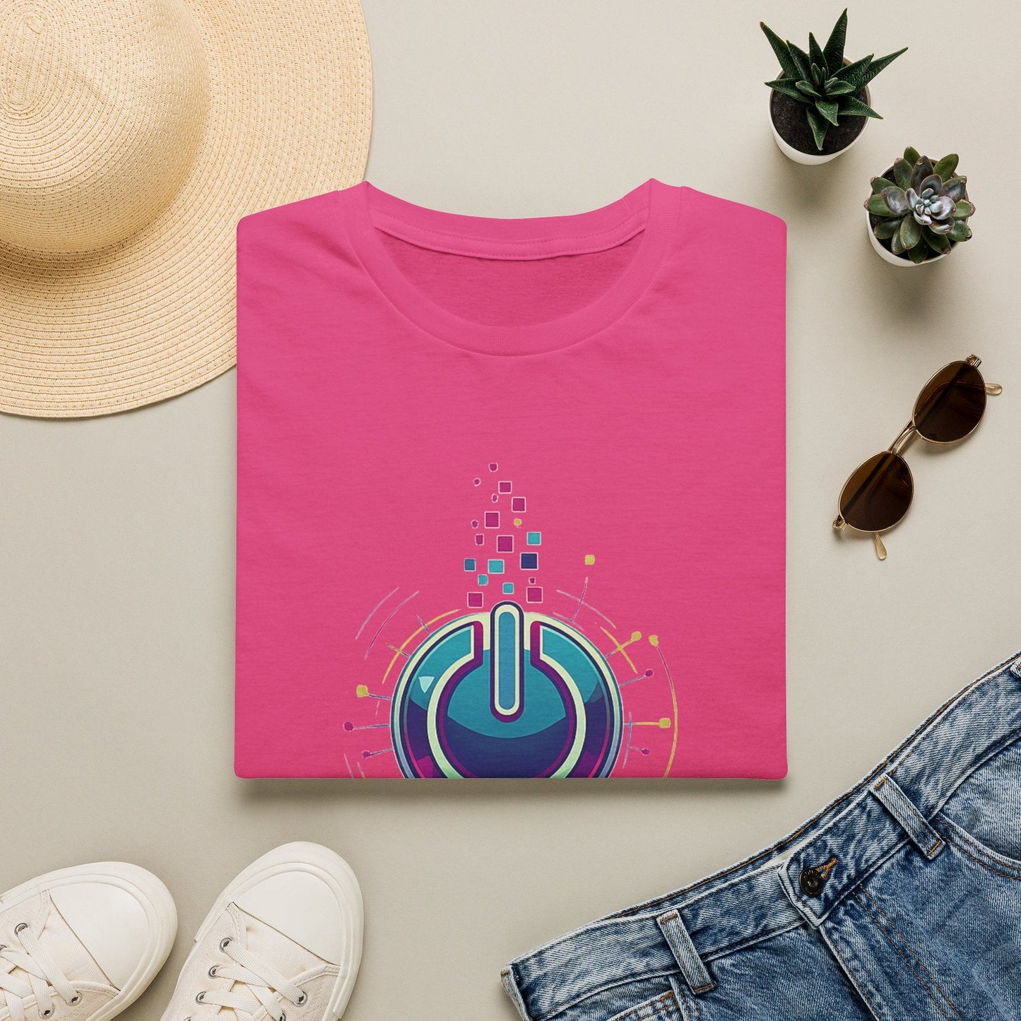 Restart Mode T-Shirt | Positive Lifestyle Graphic Tee | Unisex Casual T-Shirt | Tech Inspired Everyday Shirt | Natural Colour Tee - SJM Print Store