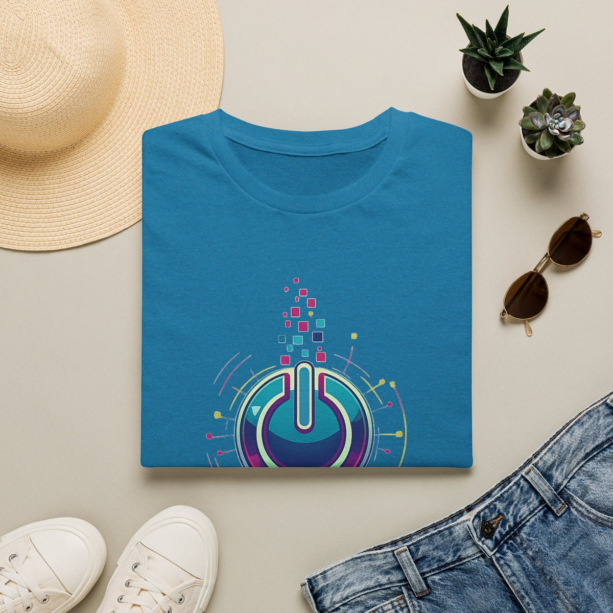 Restart Mode T-Shirt | Positive Lifestyle Graphic Tee | Unisex Casual T-Shirt | Tech Inspired Everyday Shirt | Natural Colour Tee - SJM Print Store