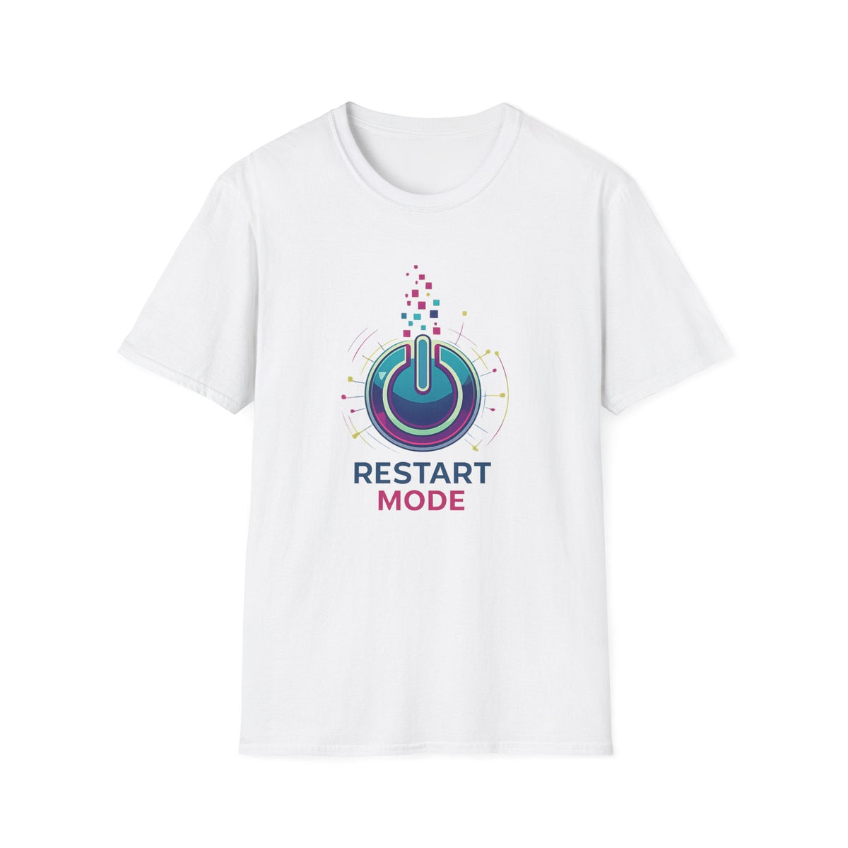 Restart Mode T-Shirt | Positive Lifestyle Graphic Tee | Unisex Casual T-Shirt | Tech Inspired Everyday Shirt | Natural Colour Tee - SJM Print Store