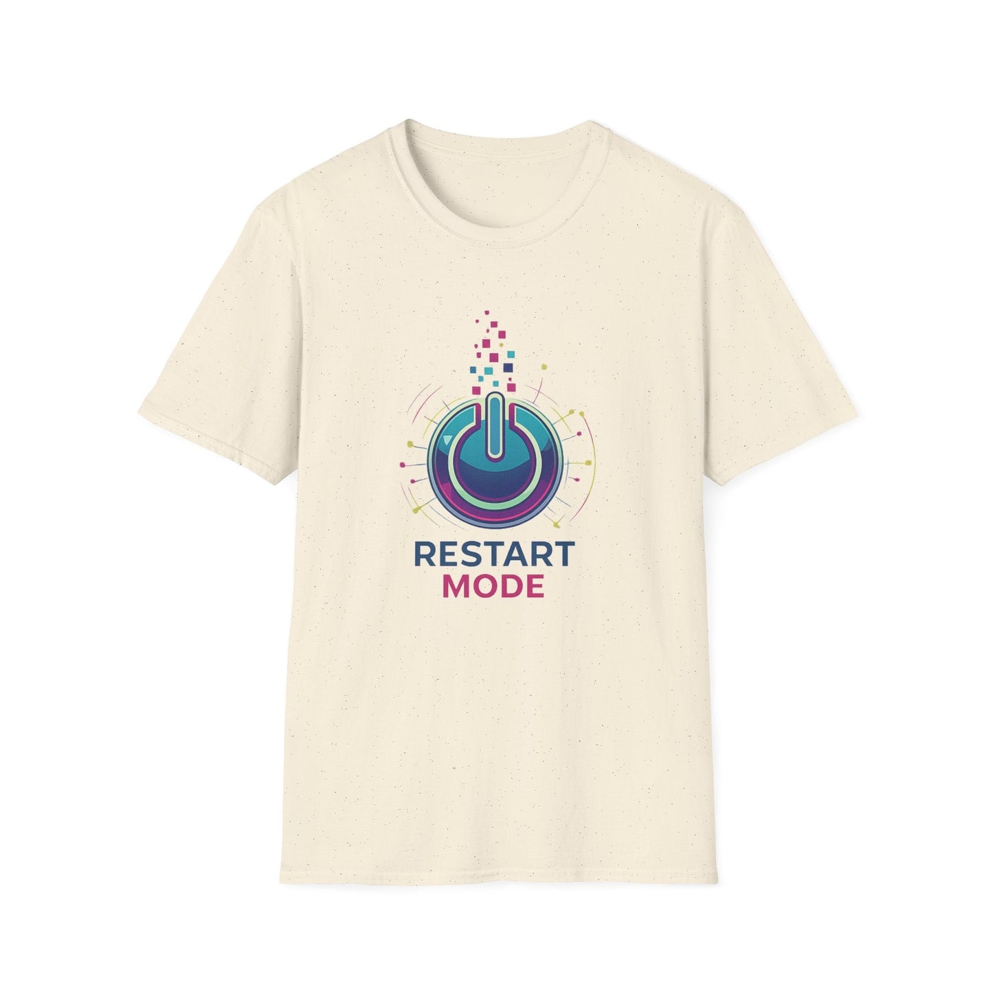 Restart Mode T-Shirt | Positive Lifestyle Graphic Tee | Unisex Casual T-Shirt | Tech Inspired Everyday Shirt | Natural Colour Tee - SJM Print Store