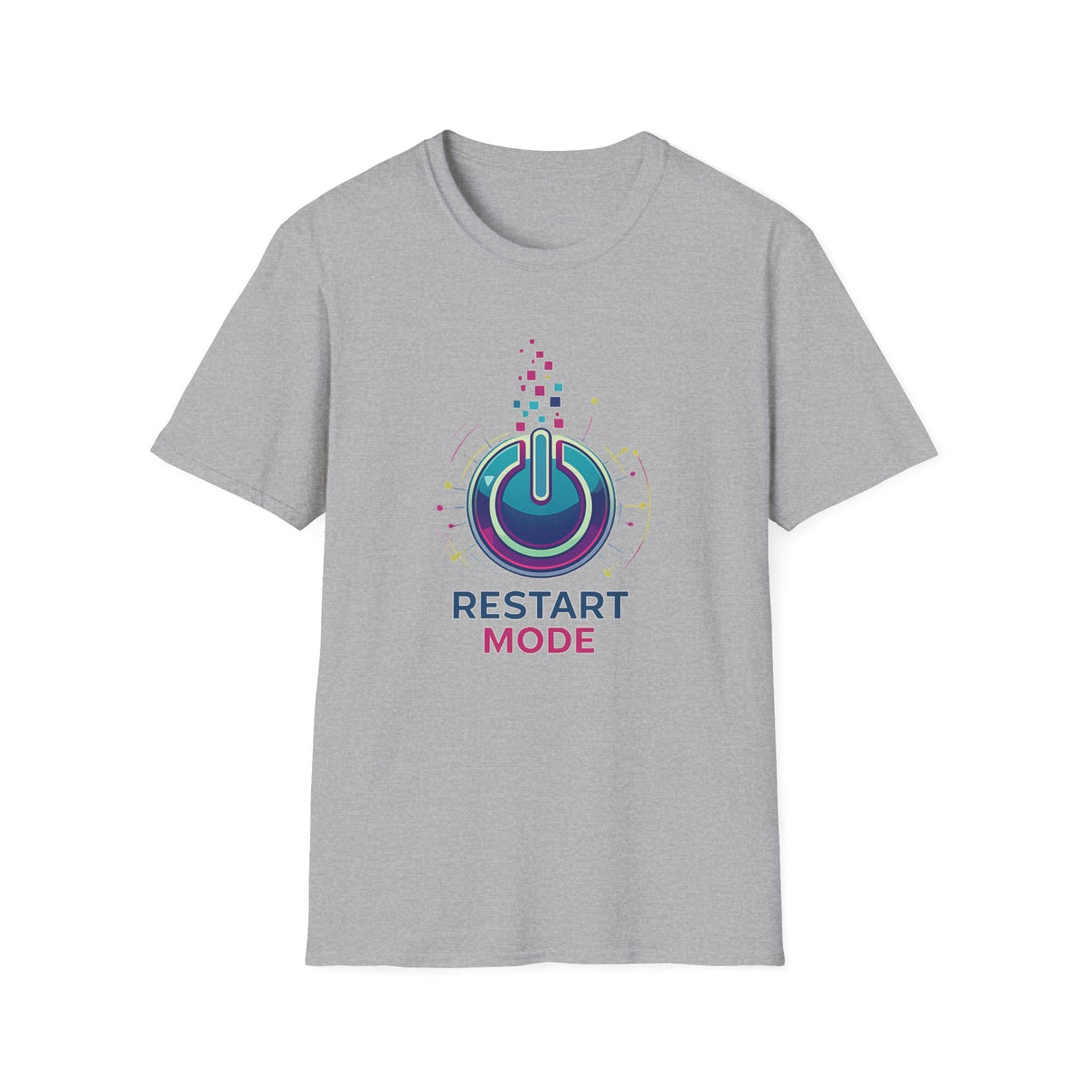 Restart Mode T-Shirt | Positive Lifestyle Graphic Tee | Unisex Casual T-Shirt | Tech Inspired Everyday Shirt | Natural Colour Tee - SJM Print Store
