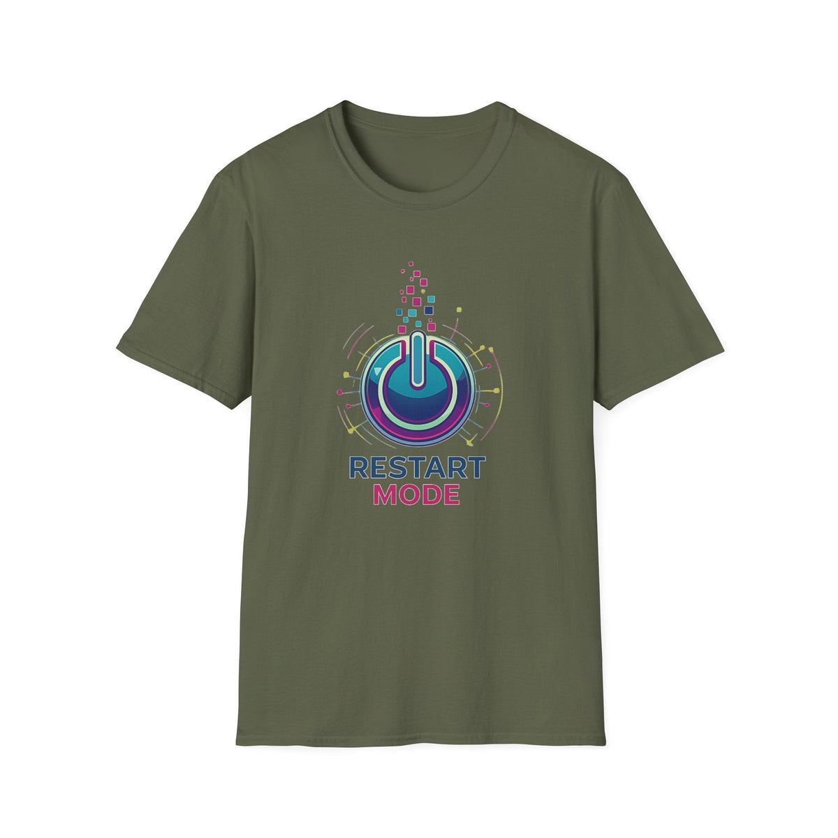 Restart Mode T-Shirt | Positive Lifestyle Graphic Tee | Unisex Casual T-Shirt | Tech Inspired Everyday Shirt | Natural Colour Tee - SJM Print Store