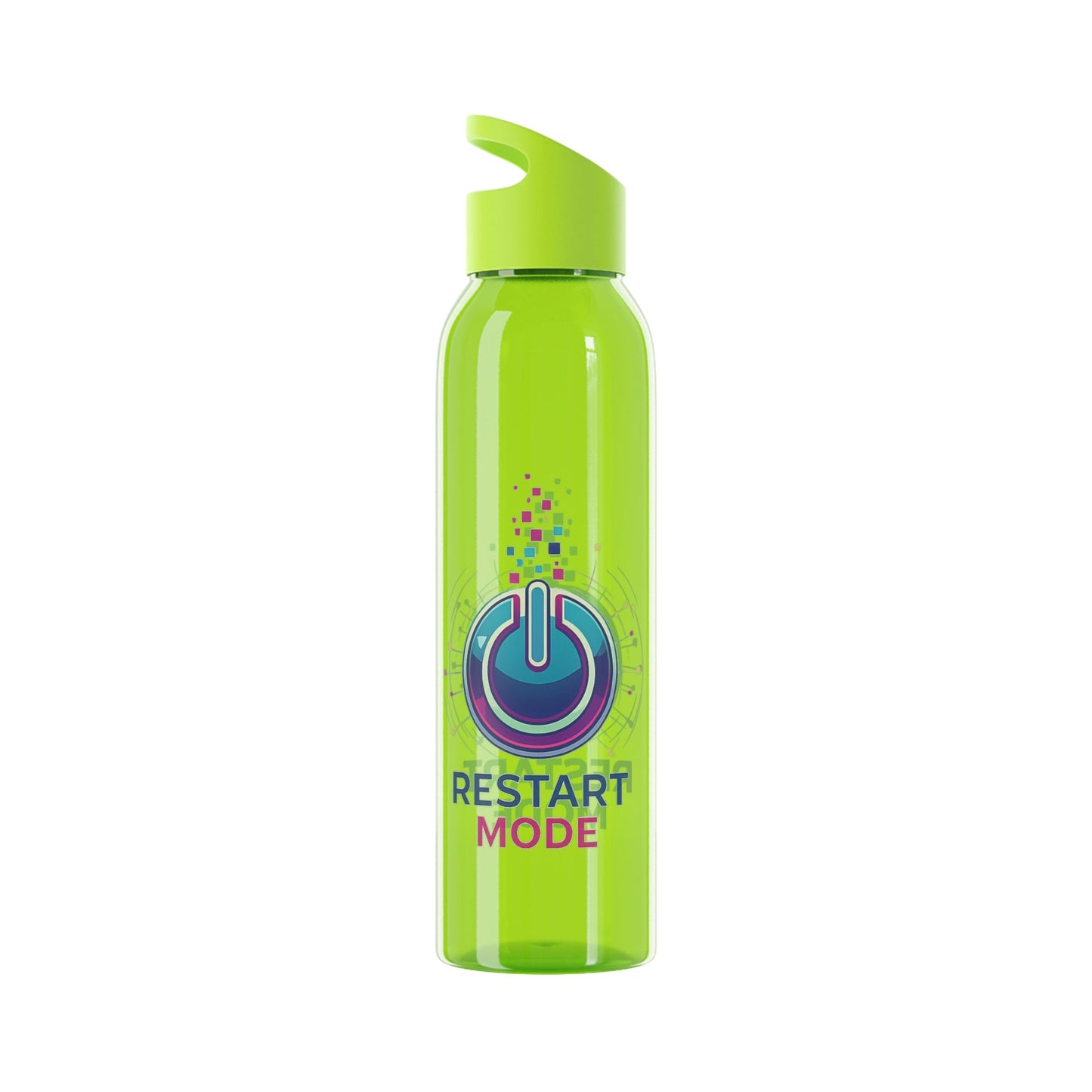 Restart Mode Water Bottle | Reusable Sports Bottle | Tech Graphic Drink Bottle | Clear BPA-Free Bottle | Double-Sided Print - SJM Print Store