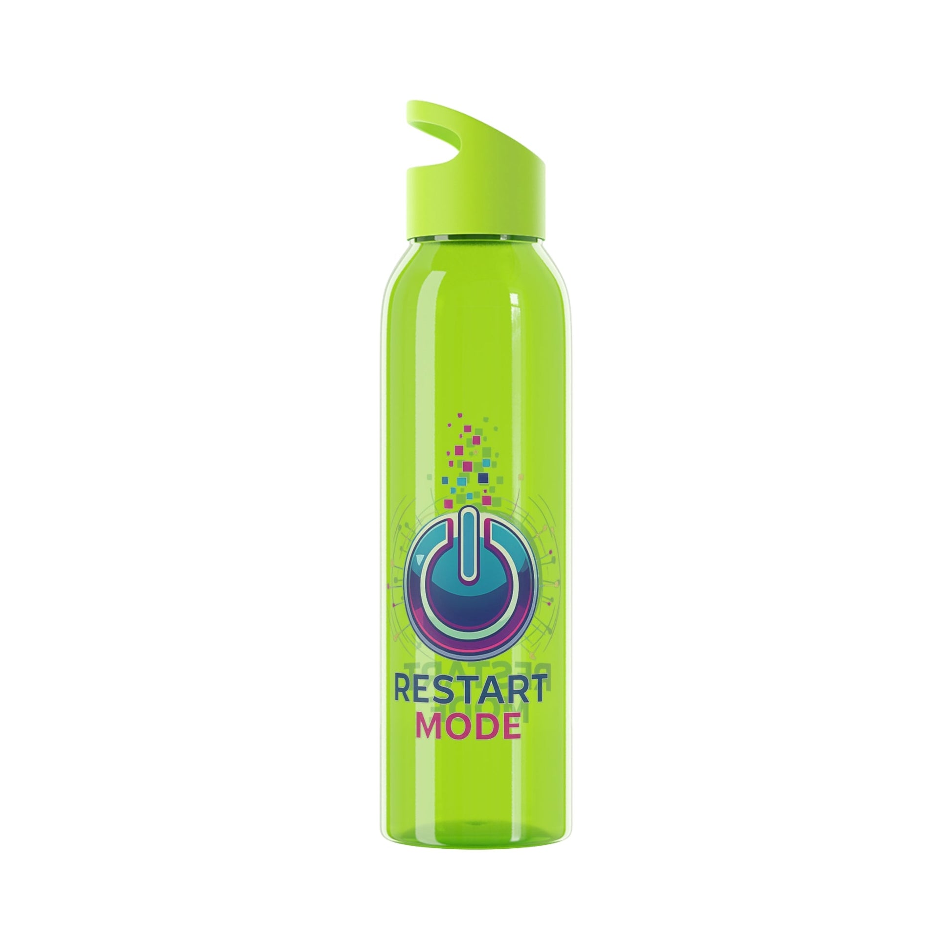 Restart Mode Water Bottle | Reusable Sports Bottle | Tech Graphic Drink Bottle | Clear BPA-Free Bottle | Double-Sided Print - SJM Print Store