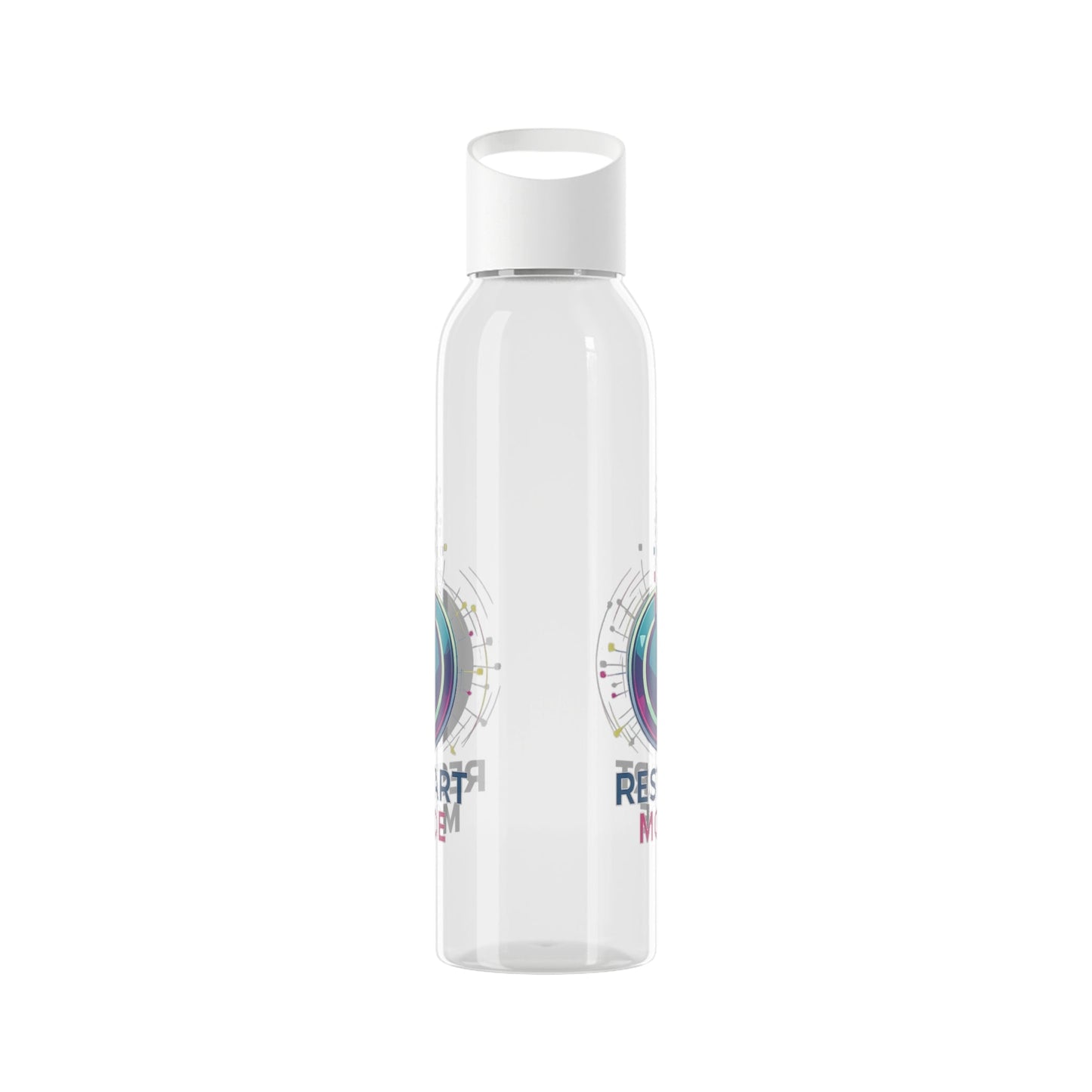 Restart Mode Water Bottle | Reusable Sports Bottle | Tech Graphic Drink Bottle | Clear BPA-Free Bottle | Double-Sided Print - SJM Print Store