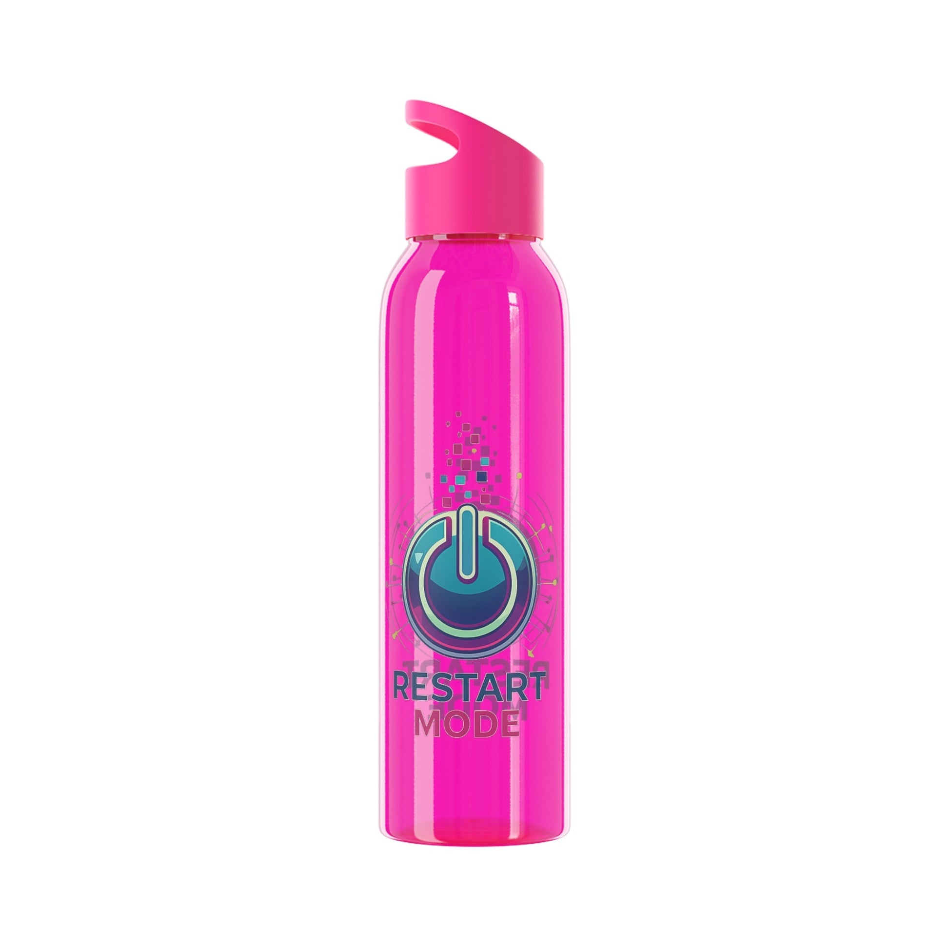 Restart Mode Water Bottle | Reusable Sports Bottle | Tech Graphic Drink Bottle | Clear BPA-Free Bottle | Double-Sided Print - SJM Print Store