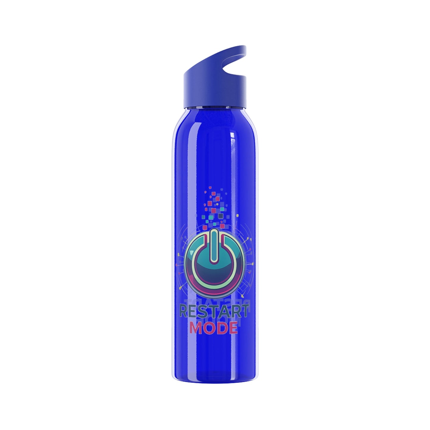 Restart Mode Water Bottle | Reusable Sports Bottle | Tech Graphic Drink Bottle | Clear BPA-Free Bottle | Double-Sided Print - SJM Print Store