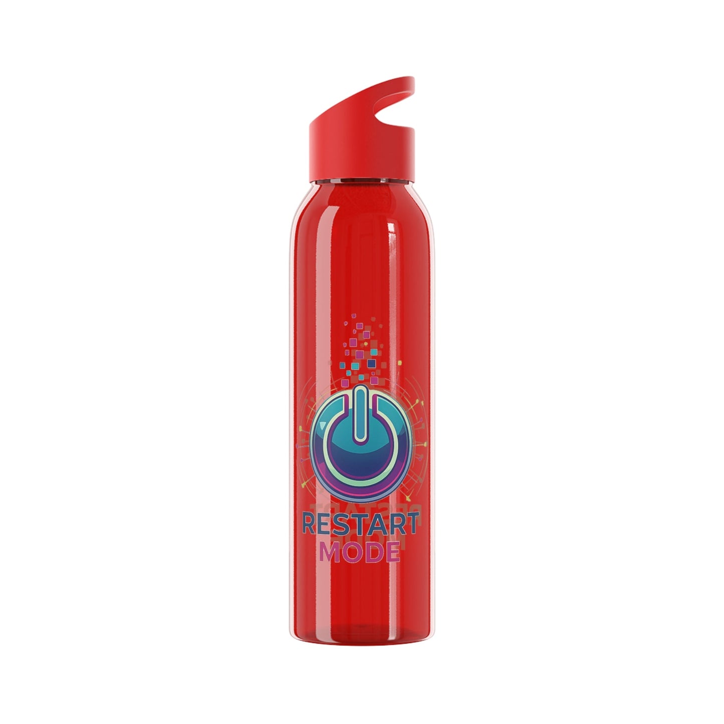 Restart Mode Water Bottle | Reusable Sports Bottle | Tech Graphic Drink Bottle | Clear BPA-Free Bottle | Double-Sided Print - SJM Print Store