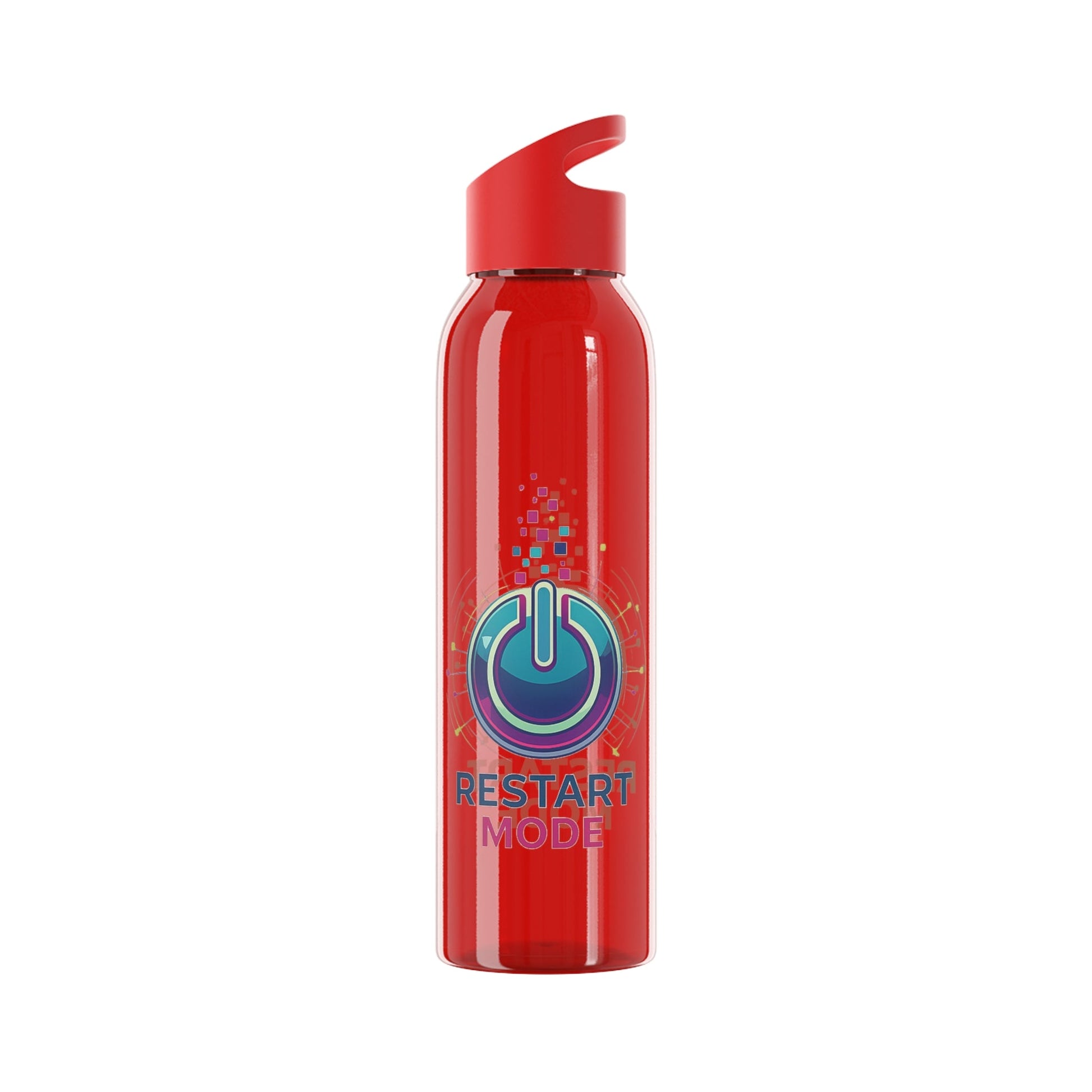 Restart Mode Water Bottle | Reusable Sports Bottle | Tech Graphic Drink Bottle | Clear BPA-Free Bottle | Double-Sided Print - SJM Print Store