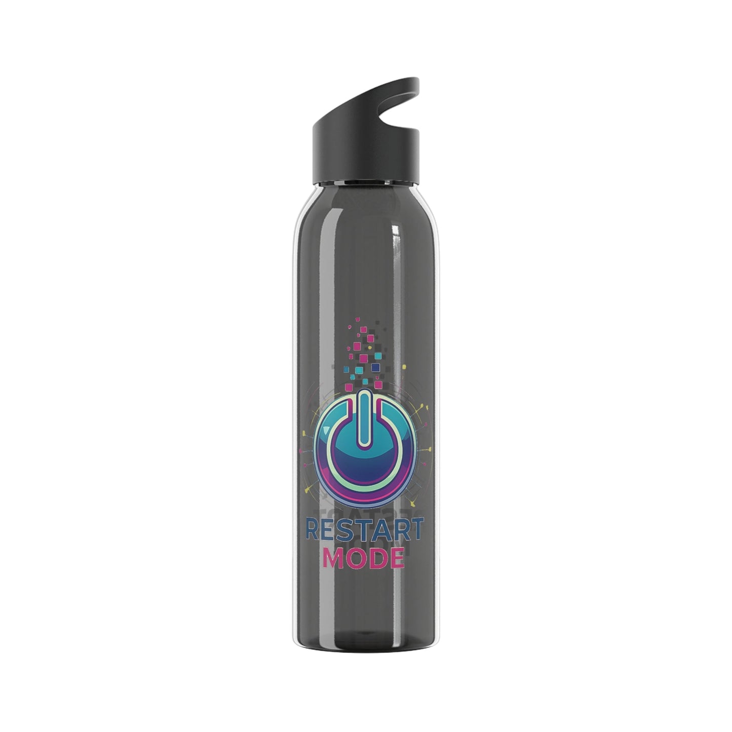 Restart Mode Water Bottle | Reusable Sports Bottle | Tech Graphic Drink Bottle | Clear BPA-Free Bottle | Double-Sided Print - SJM Print Store