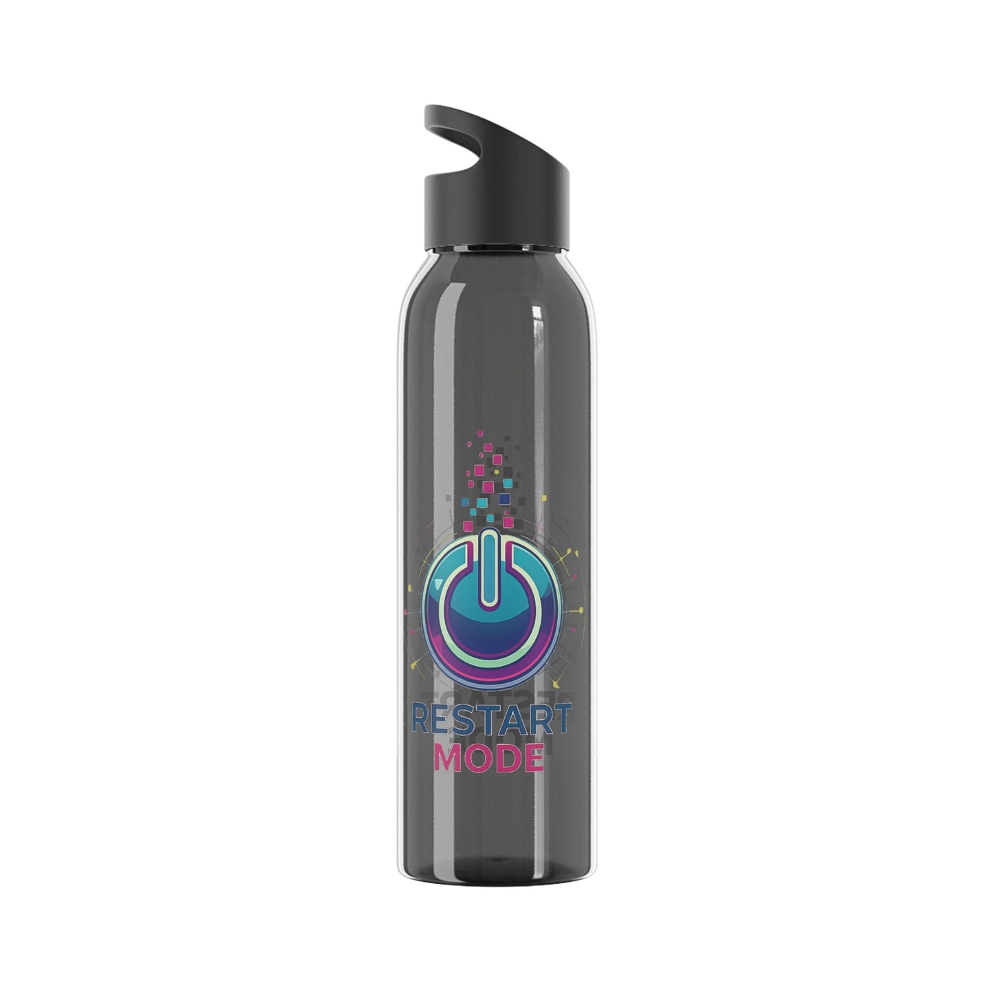 Restart Mode Water Bottle | Reusable Sports Bottle | Tech Graphic Drink Bottle | Clear BPA-Free Bottle | Double-Sided Print - SJM Print Store
