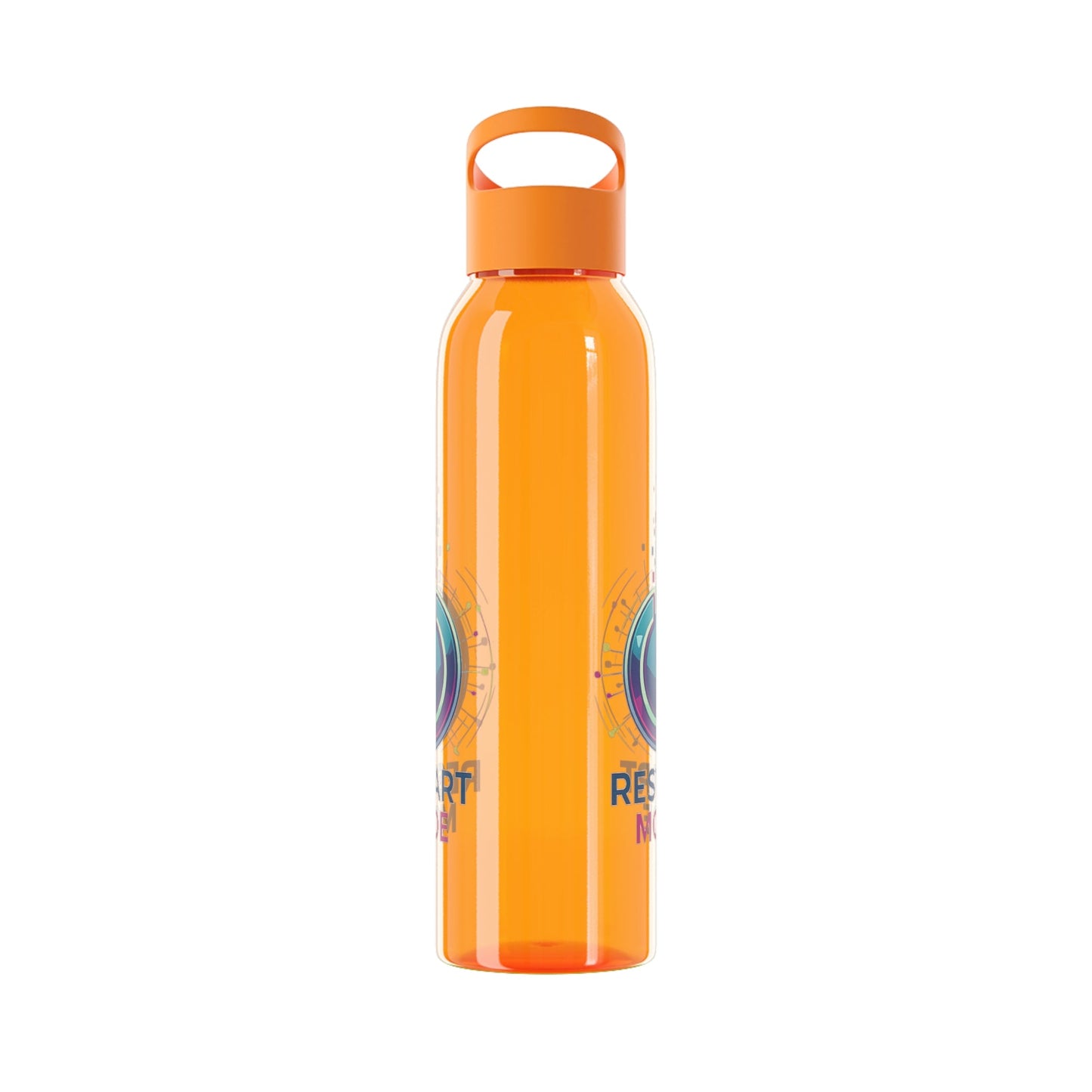 Restart Mode Water Bottle | Reusable Sports Bottle | Tech Graphic Drink Bottle | Clear BPA-Free Bottle | Double-Sided Print - SJM Print Store