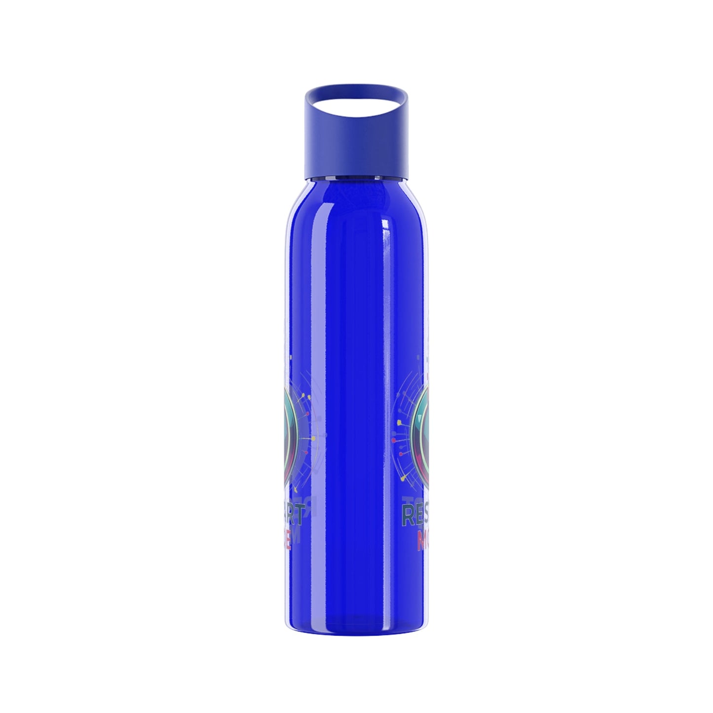 Restart Mode Water Bottle | Reusable Sports Bottle | Tech Graphic Drink Bottle | Clear BPA-Free Bottle | Double-Sided Print - SJM Print Store