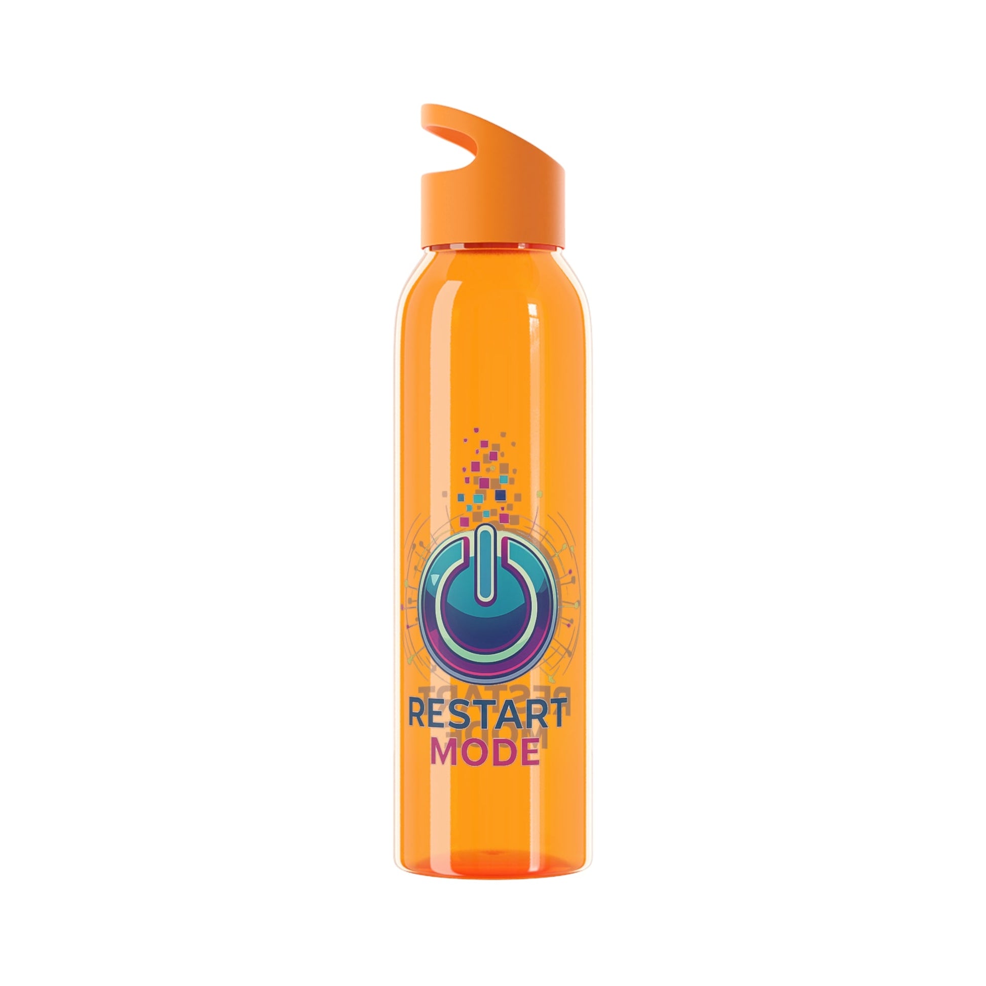 Restart Mode Water Bottle | Reusable Sports Bottle | Tech Graphic Drink Bottle | Clear BPA-Free Bottle | Double-Sided Print - SJM Print Store